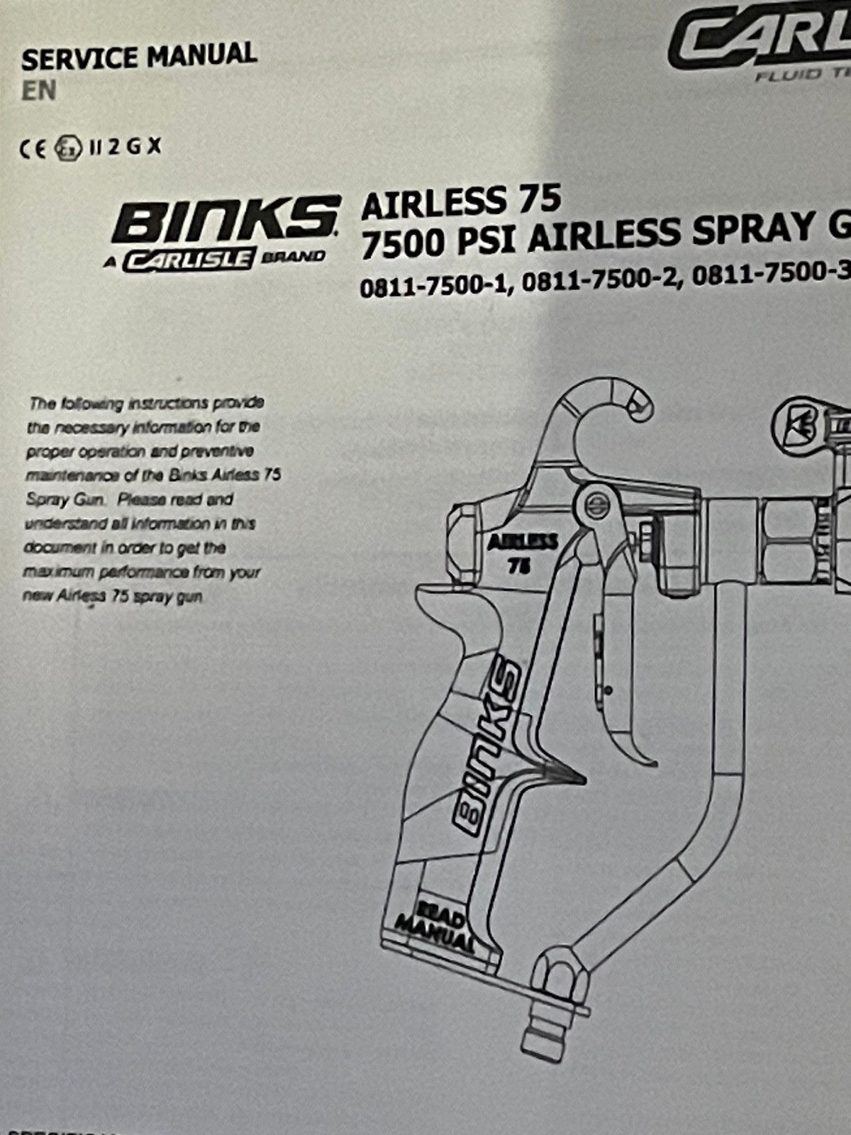 BINKS AIRLESS GUN MODEL 75 0811-7500-01 NIB + BONUS ITEM C IN DESCRIPTION