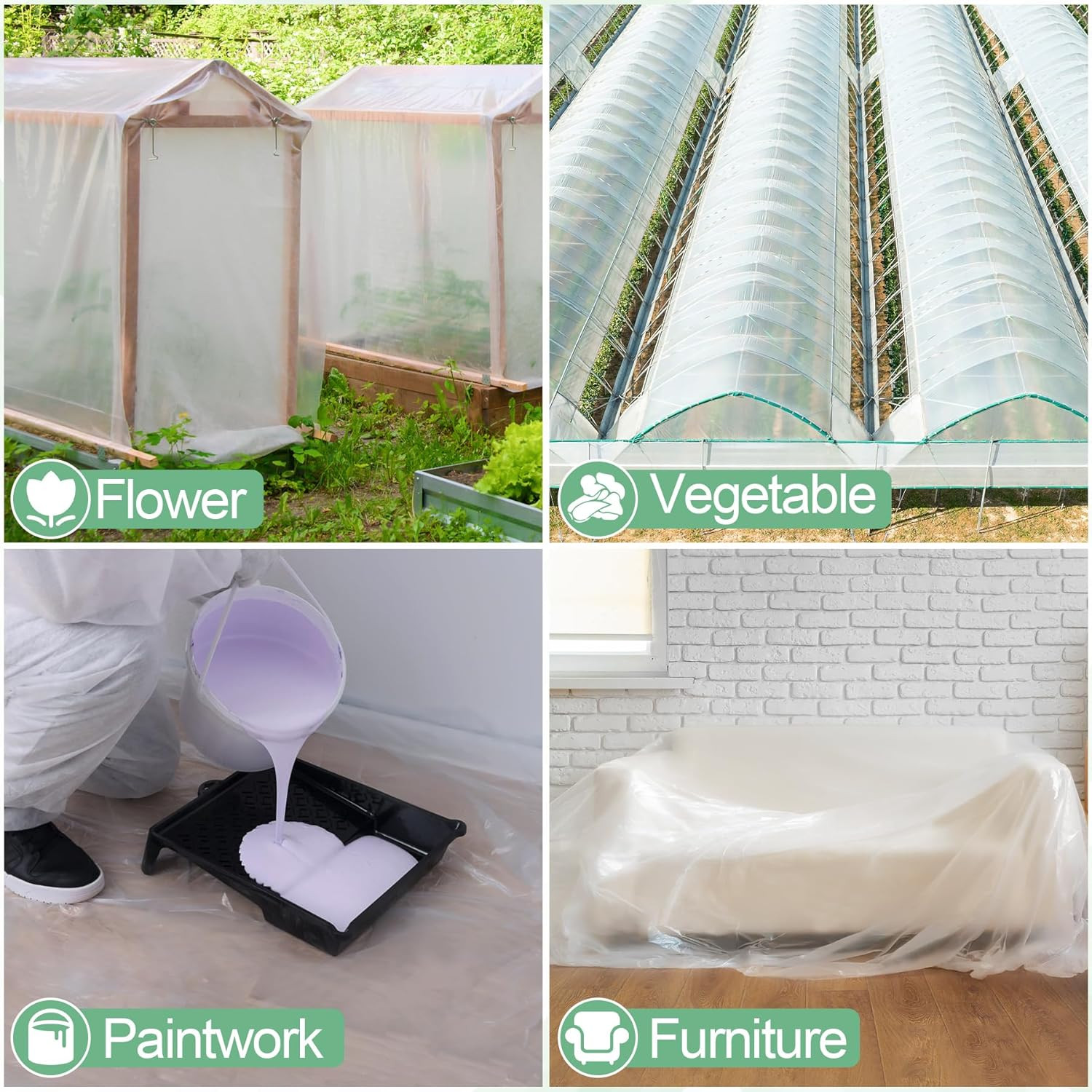 10 X 26 FT Clear Greenhouse Plastic Sheeting, 6 Mil Polyethylene Film Heavy Duty