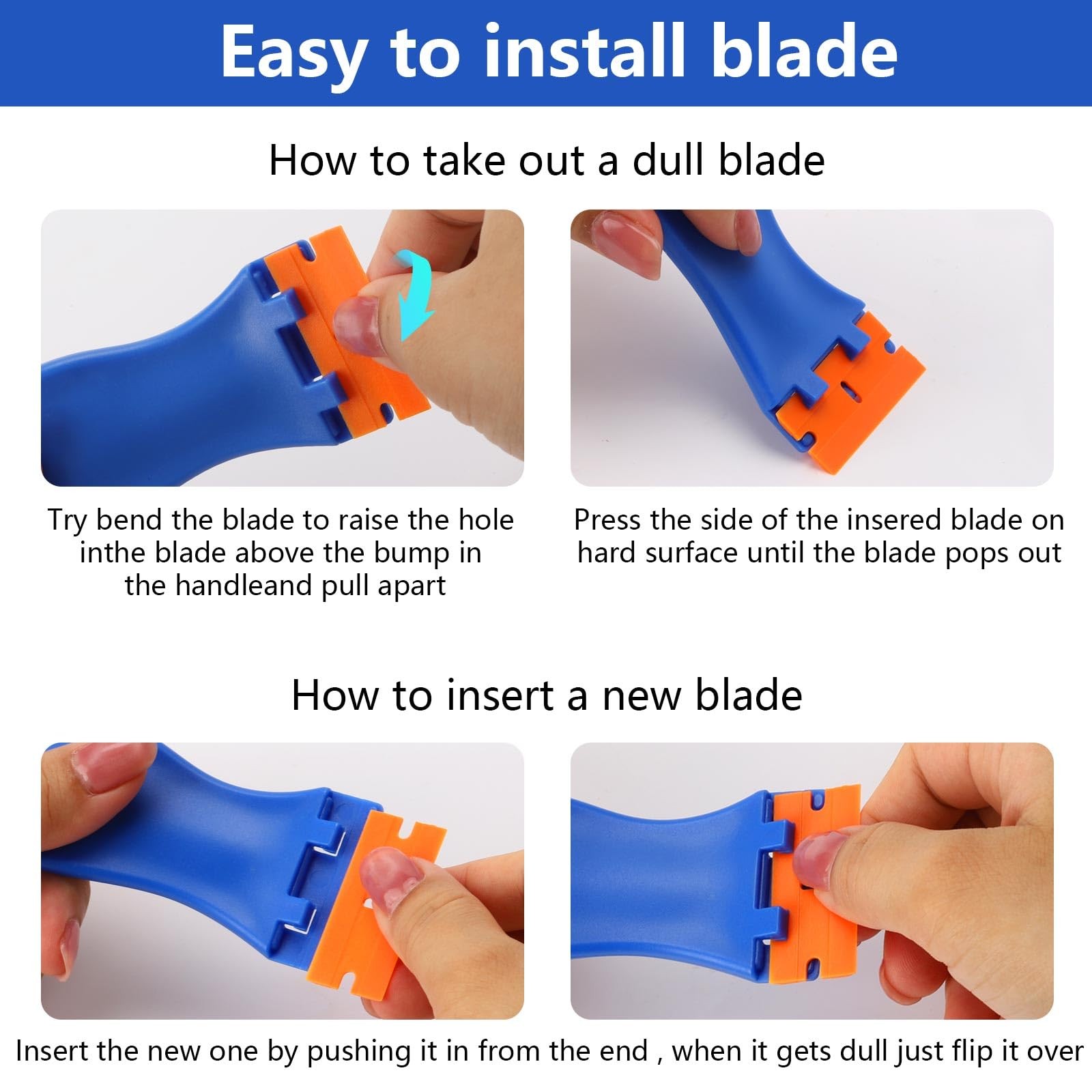 10 Plastic Razor Blade Scraper, 100 Pcs Blades, Remove Label Decal Tool for…