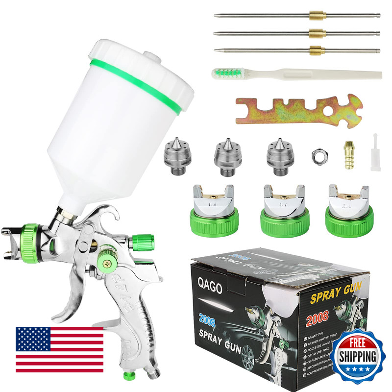 Tosucs Hvlp Spray Gun 1.4Mm Tip Replaceable 1.7Mm 2.0Mm Nozzle Hvlp Gravity