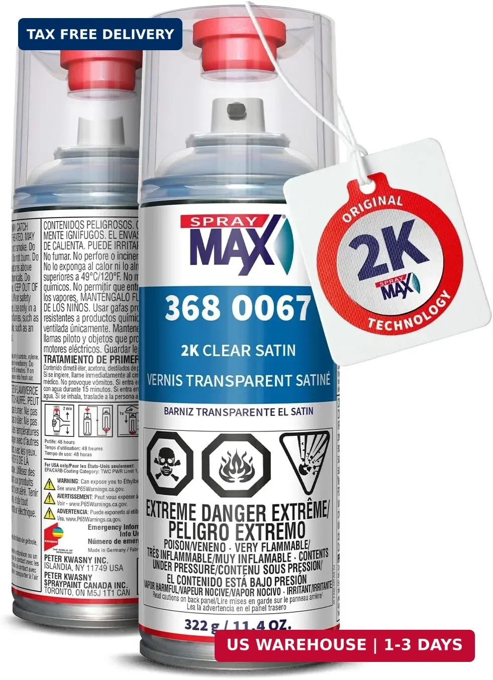 SprayMax 2K Semi Matte Clear Coat | 2K Automotive Satin Clear Coat Spray Paint f