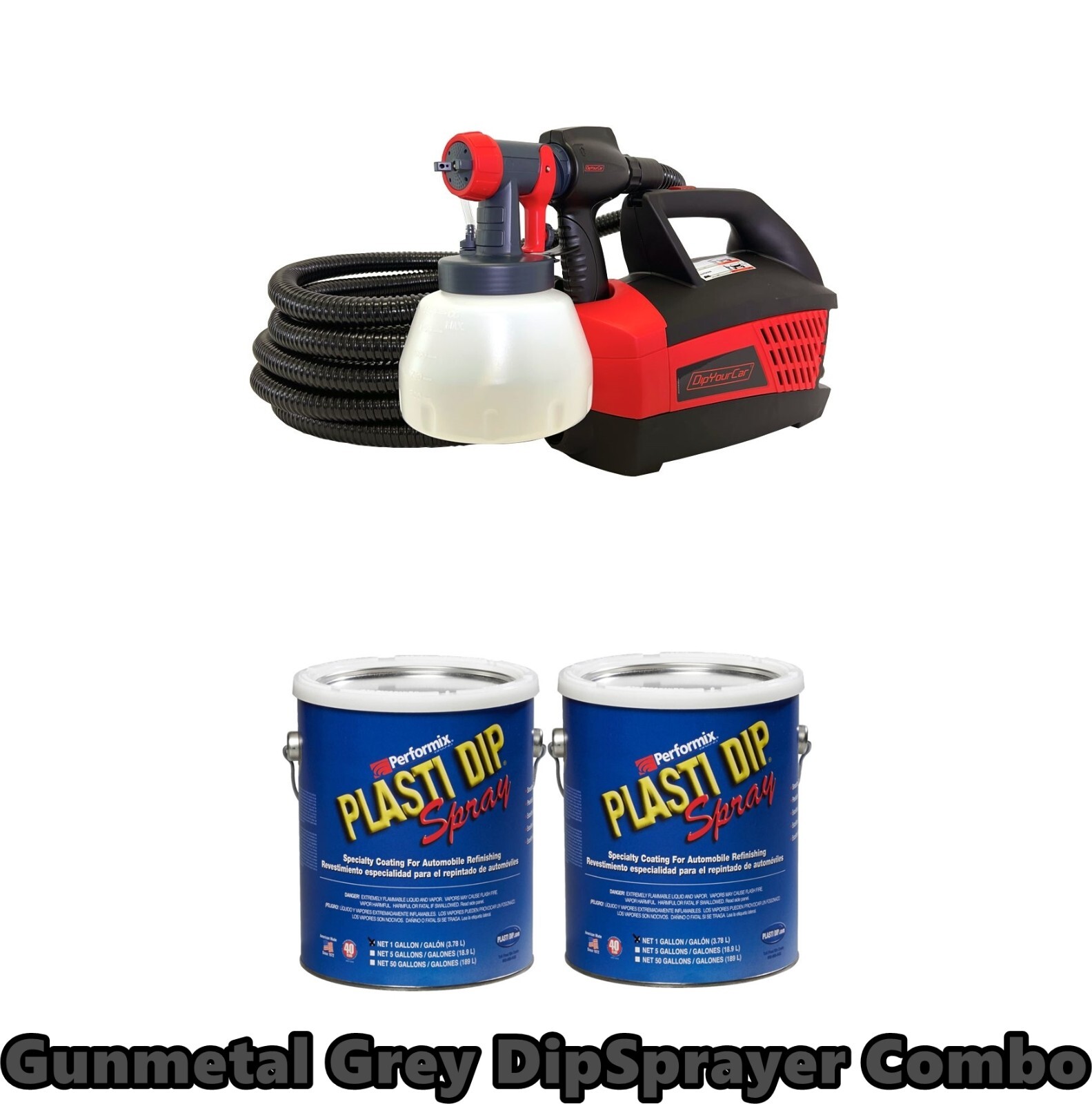 Plasti Dip Spray 2 Gallon Gunmetal Grey DYC G-Force DipSpayer Ready to Spray