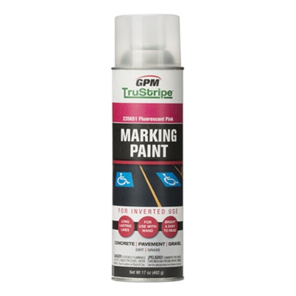 GPM INVMRK-12 TruStripe 17 Oz Fluorescent Pink Inverted Marking Paint Aerosol