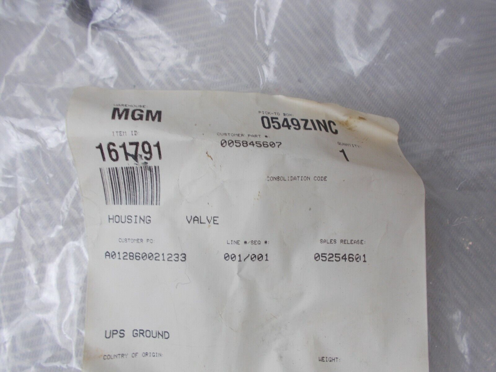 Piston Valve Housing For: Pump 2:1 Standard Model Graco 161791