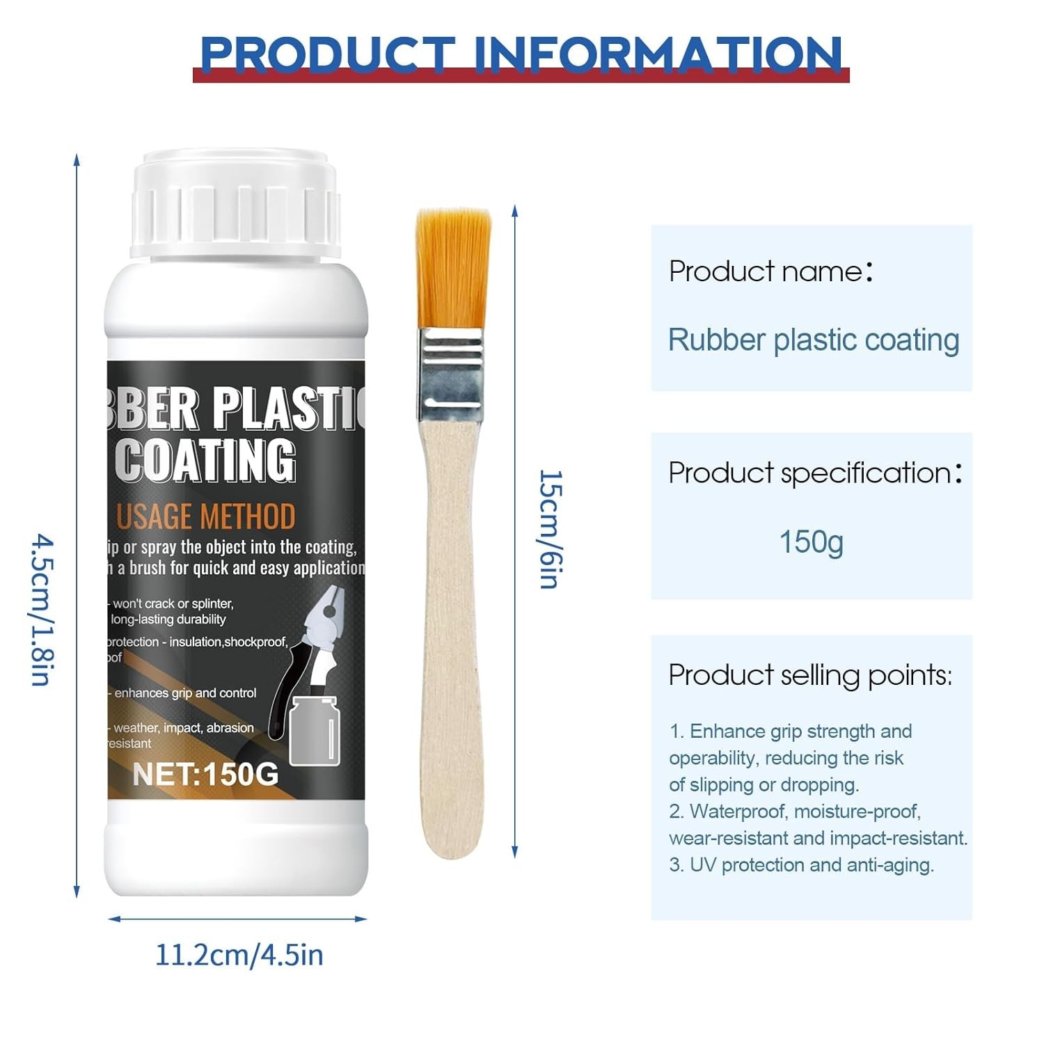 Rubber Coating Tool Handle Dip Spray Waterproof Anti-Slip Durable 150g