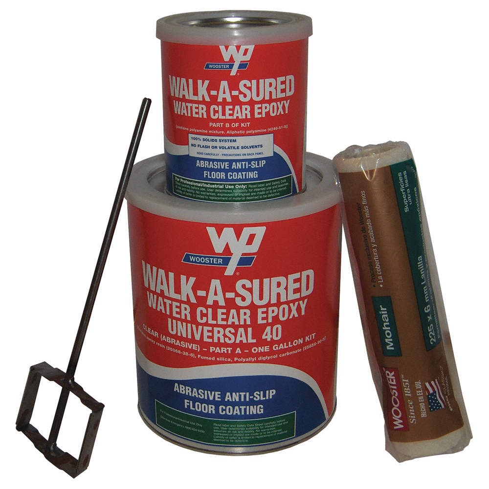 WOOSTER WAS40.CLR Anti-Slip Floor Coating,Clear,1 gal,Kit 45TR90
