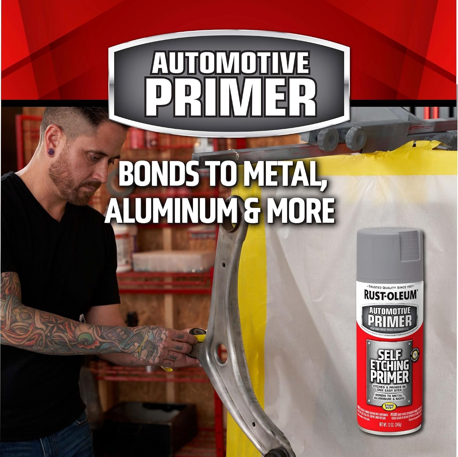 Automotive Self Etching Primer Spray Paint 12oz Matte Dark Green Rust Stop