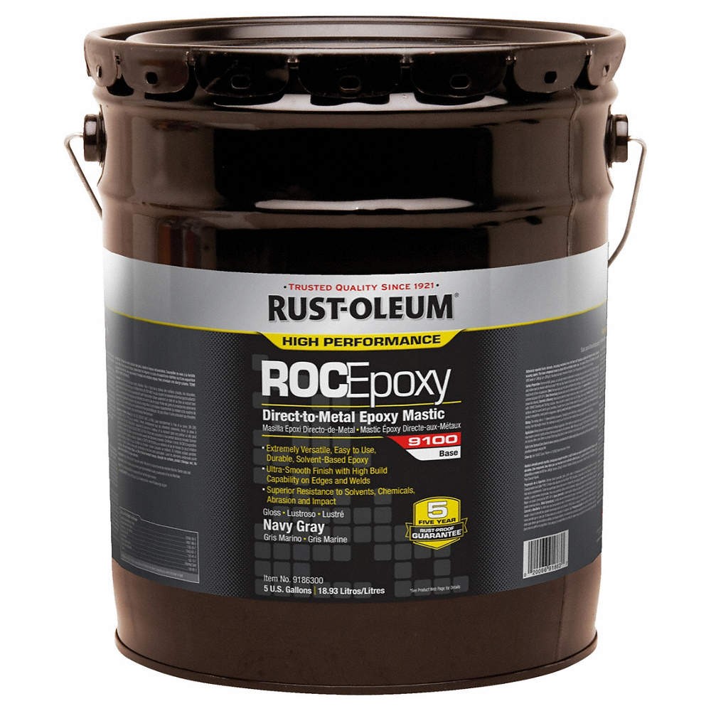 RUST-OLEUM 9186300 Epoxy Base,9100,Navy Gray,5 gal,Pail 6H215