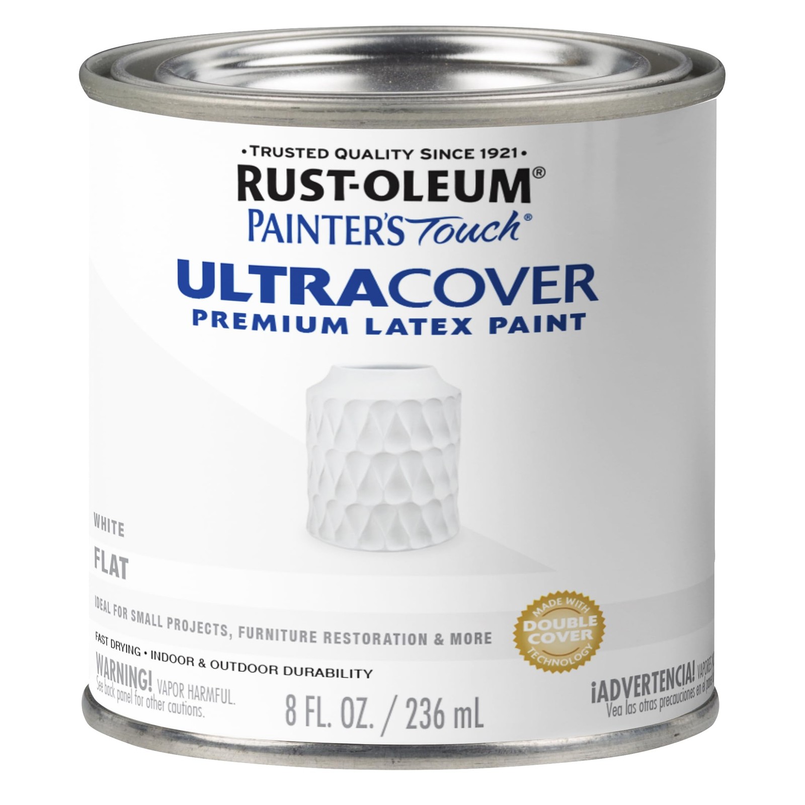 Rust-Oleum Painter’s Touch Latex Brush-On 8 Fl Oz (Pack of 1), Flat White