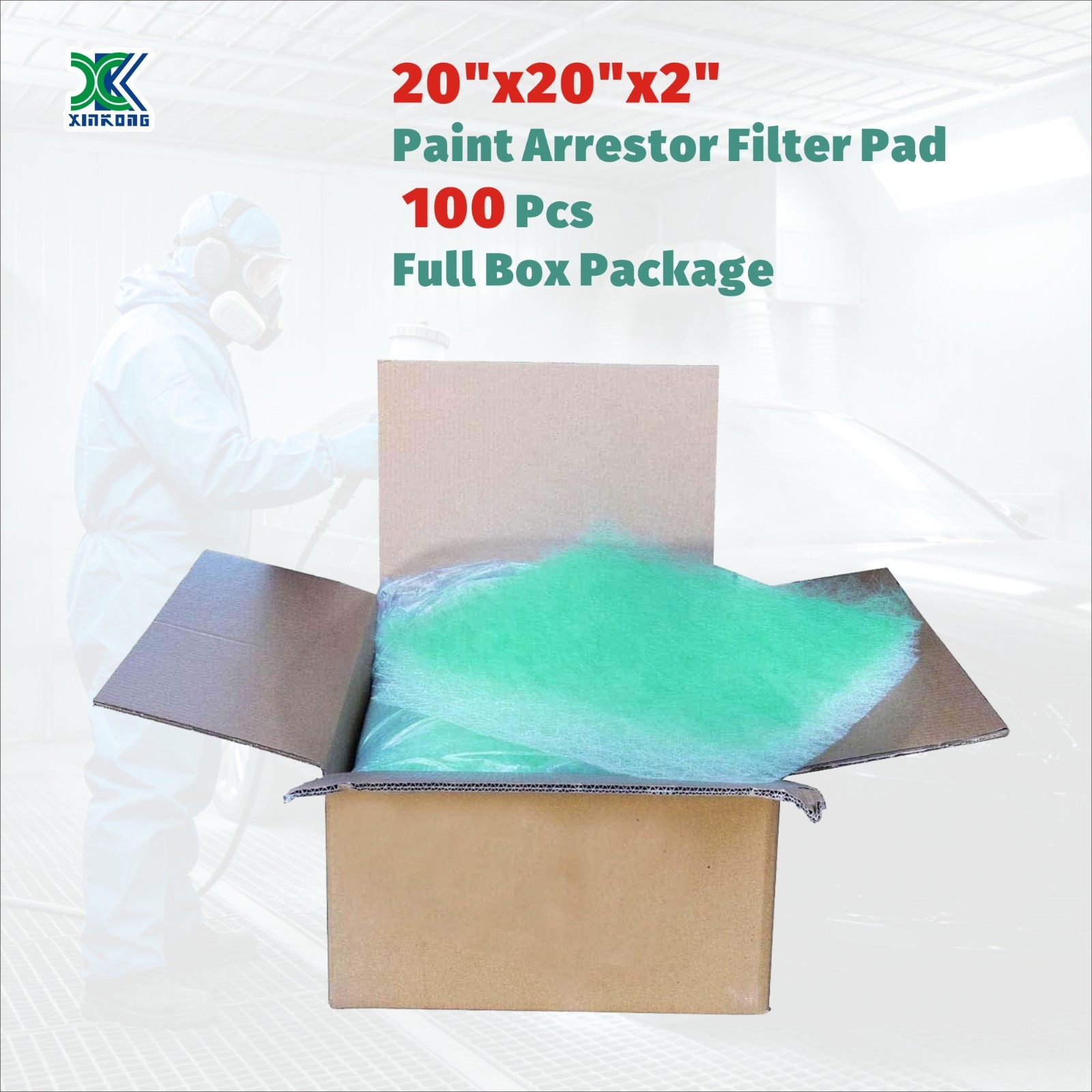 XK Paint Arrestor Filter Pad 100Pcs Fiberglass Spray Booth Exhaust Overspray