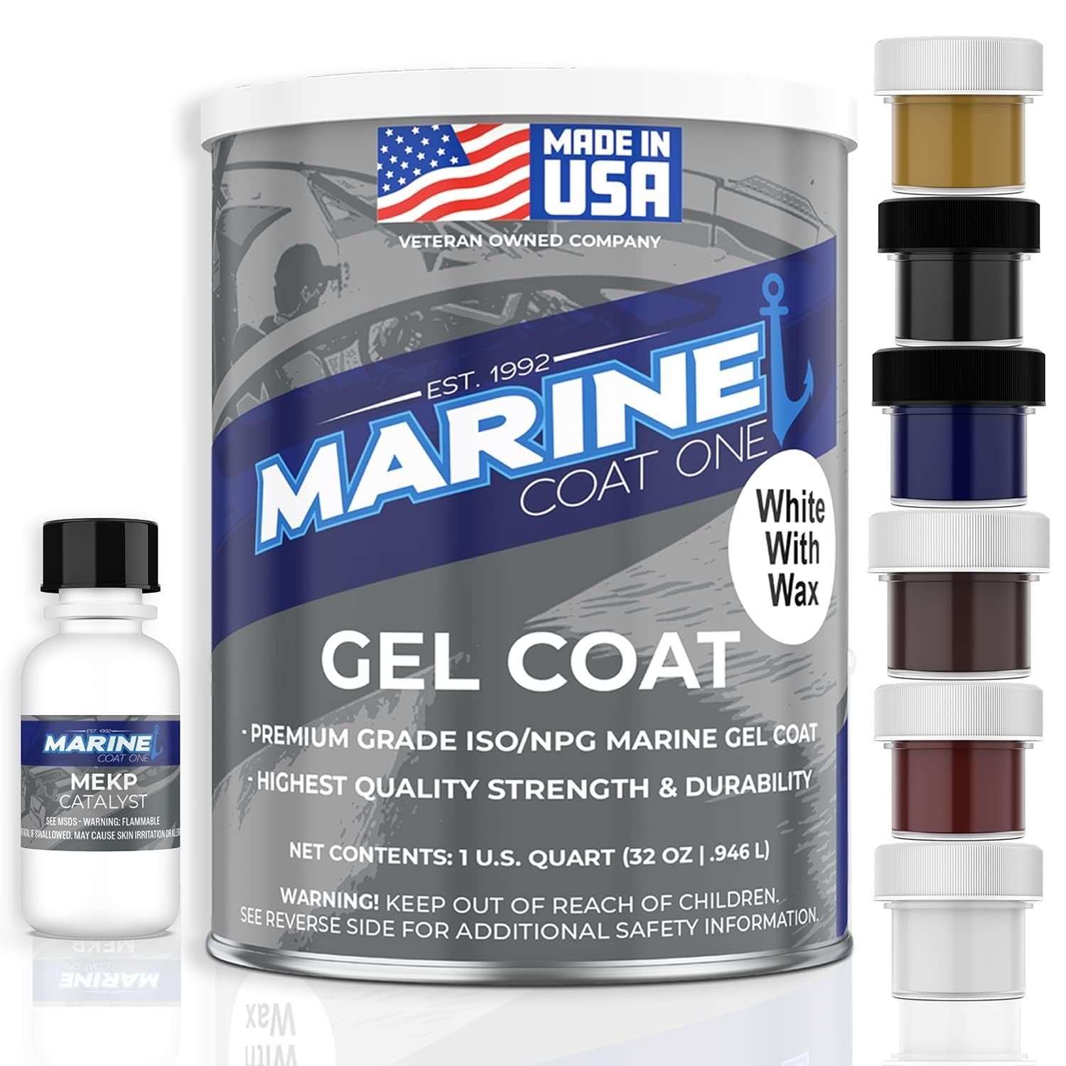 Marine Coat One Iso/Npg Gel White 1 Quart (Pack of 1), with Wax