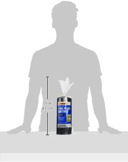 350B Black Polyethylene Sheeting, 3′ x 50′ x 4 Mil – Water-Resistant Protection