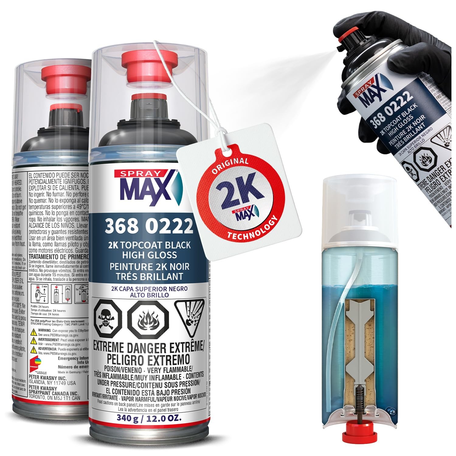 SprayMax 2K Topcoat High Gloss Black | 12.2 Ounce (Pack of 1),
