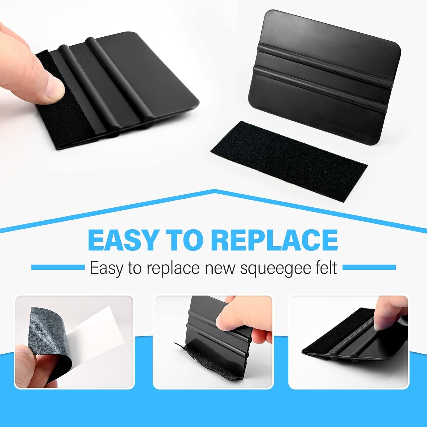 Gomake 20 Pack Vinyl Squeegee with 20PCS Felt Fabric for Tint Black and Red