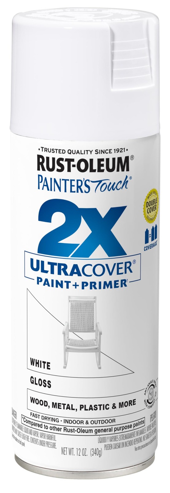 Rust-Oleum 334048 Painter’s Touch 2X Ultra 12 Ounce (Pack of 1), Gloss White