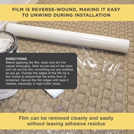 Carpet Protection Film, 36″ x 200′ Roll – Clear Self Adhesive, Floors & Surfaces
