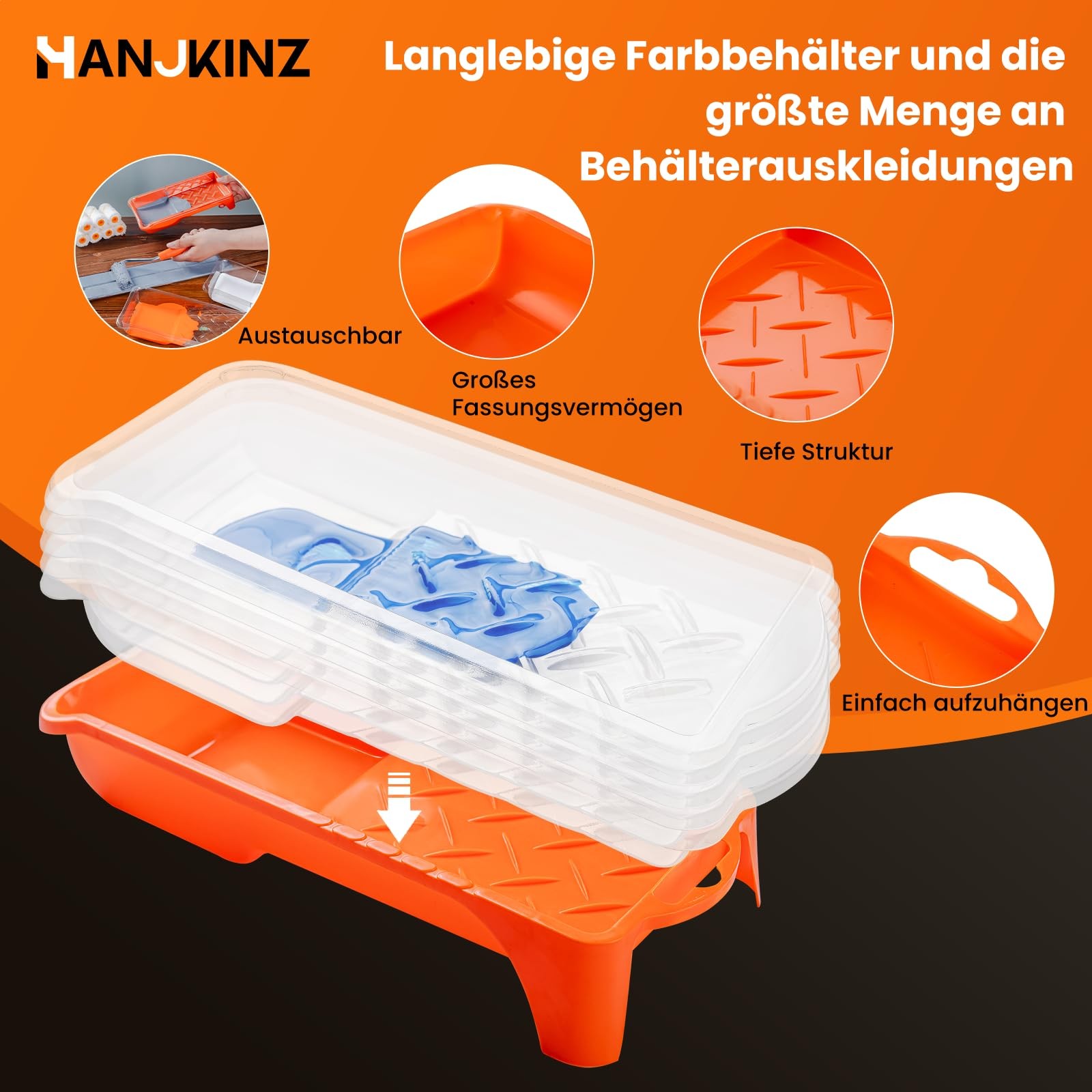 HANJKINZ Paint Roller kit, 2 Inch 15 Pack 2 Kit, 15 Pack, light orange
