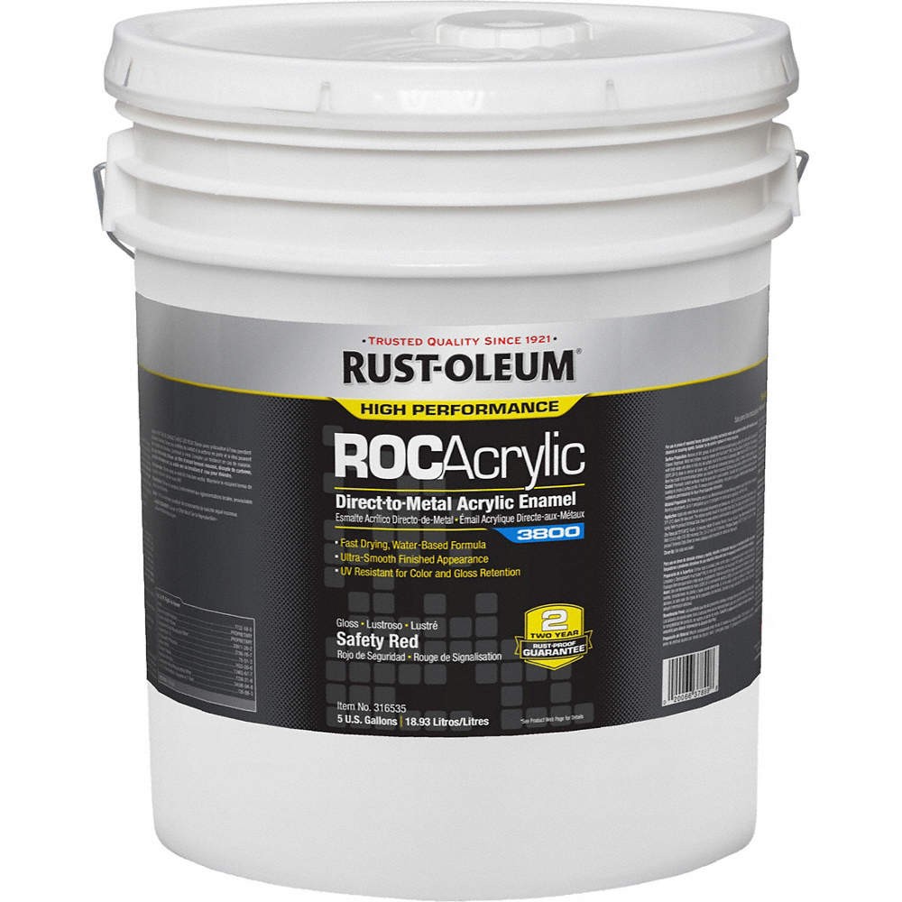 RUST-OLEUM 316535 Acrylic Enamel Coating,Safety Red,5 gal 454H31