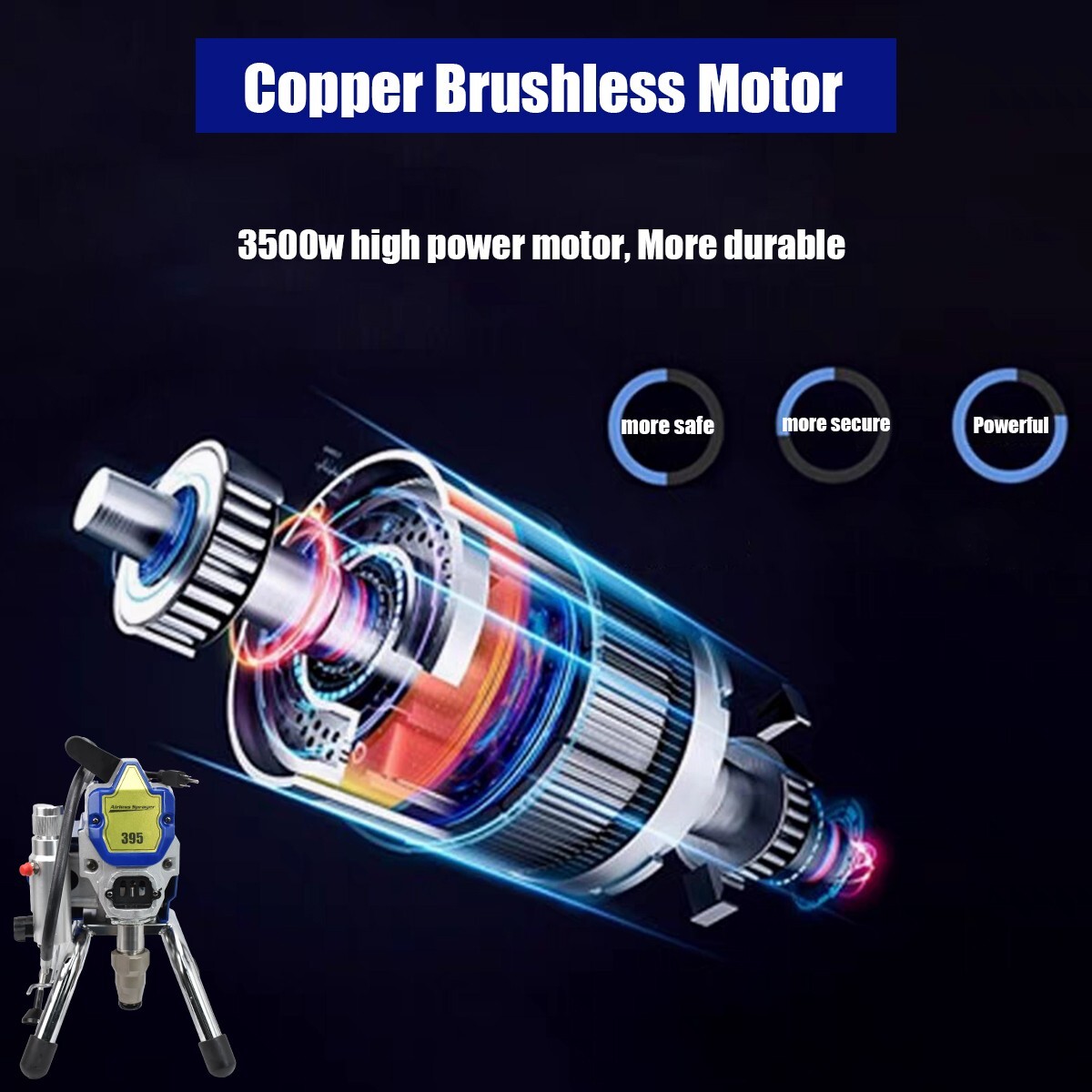 5HP Electric Airless Paint Sprayer High Efficient 3300PSI W/Extension Rod 110V