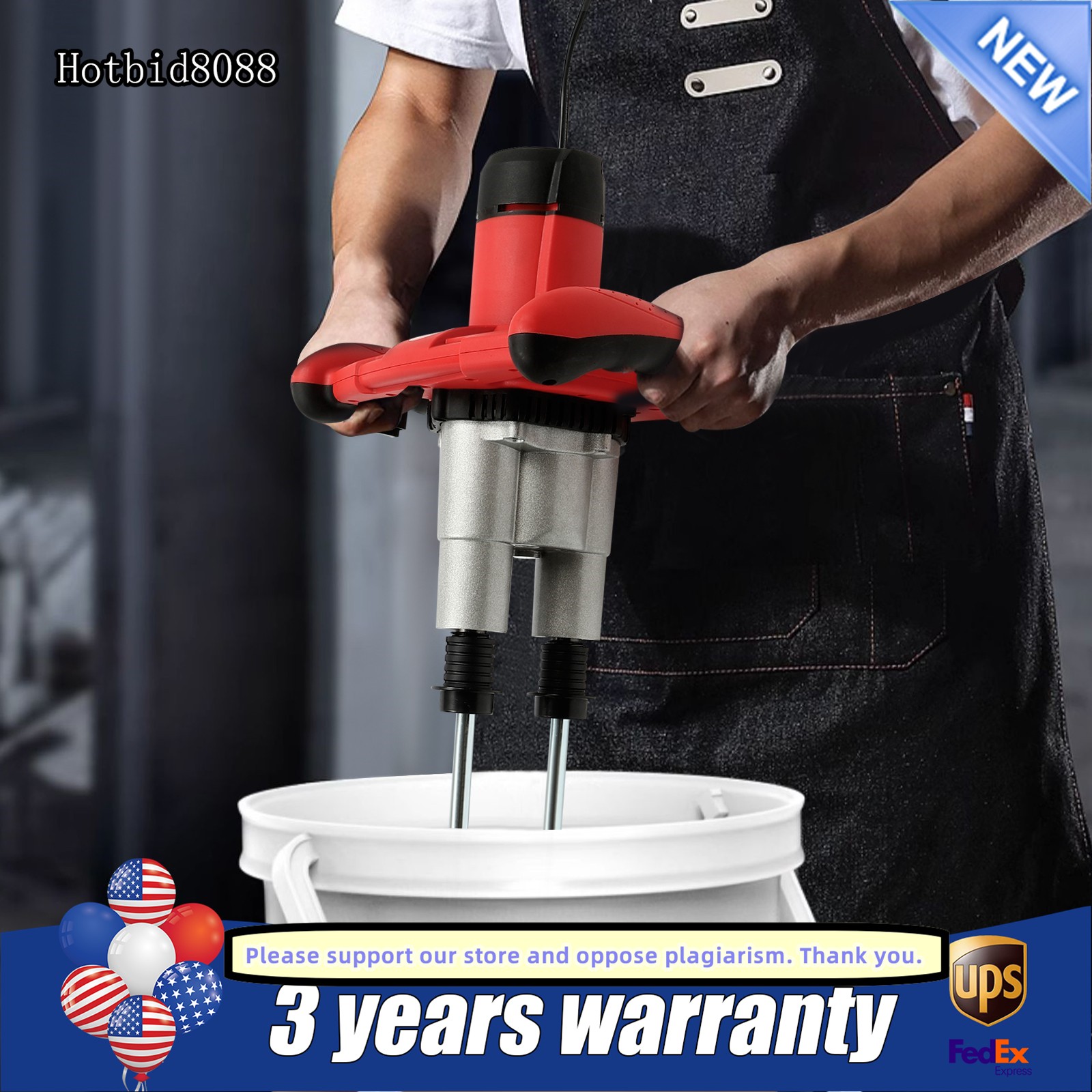 2800W Paint and Mortar Stirrer 2-Gear Concrete Stirrer Hand Mixer 6 Speeds