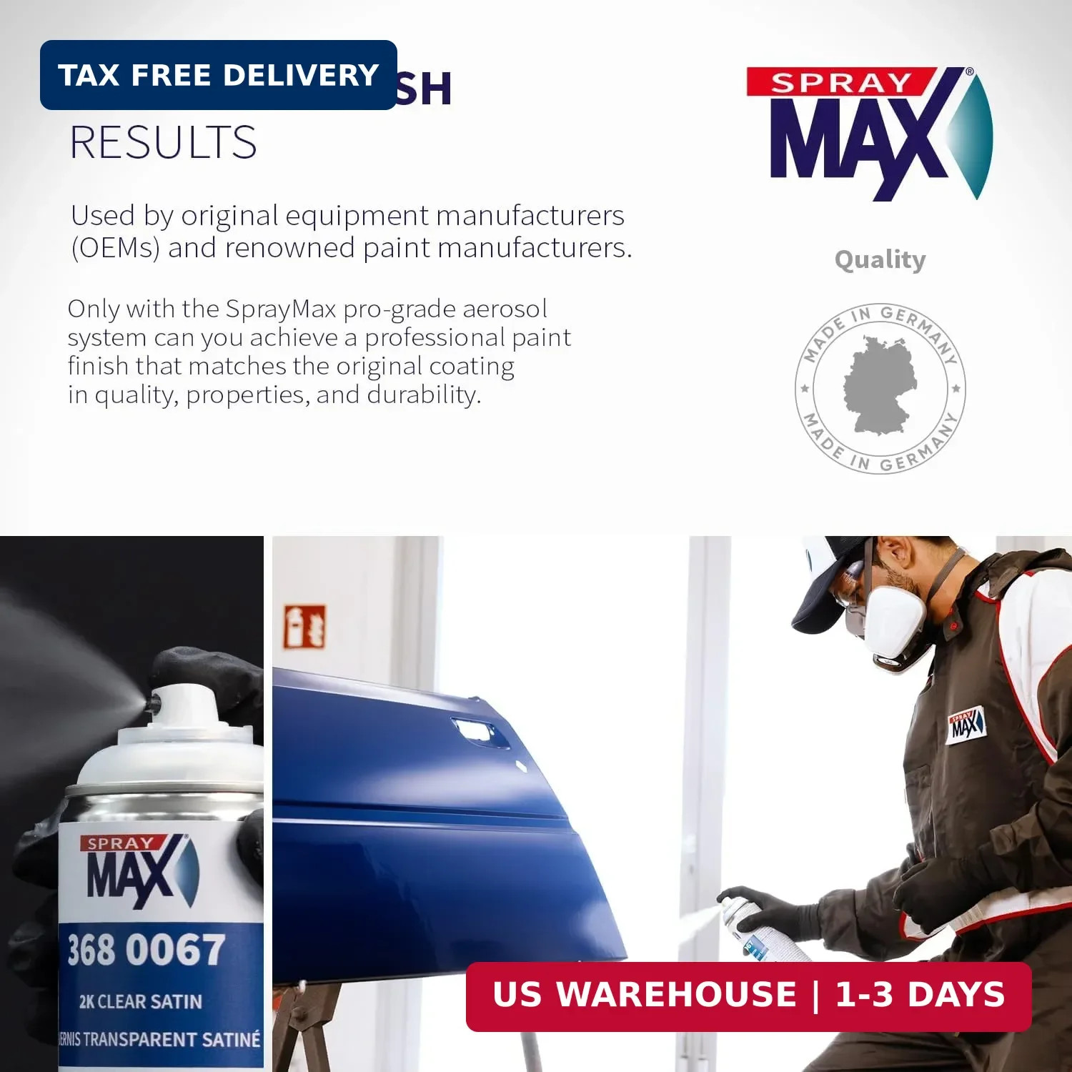 SprayMax 2K Semi Matte Clear Coat | 2K Automotive Satin Clear Coat Spray Paint f