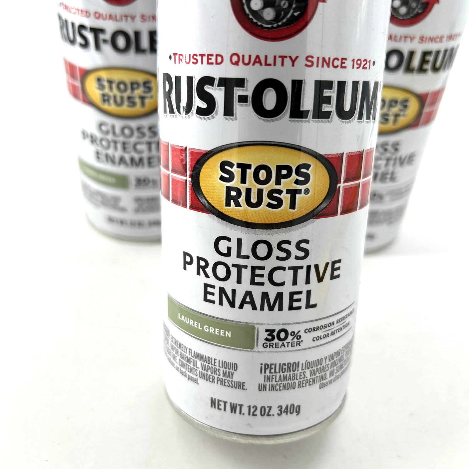 Rust-Oleum 1037129 12 oz Gloss Laurel Green Enamel Spray Paint Lot of 3