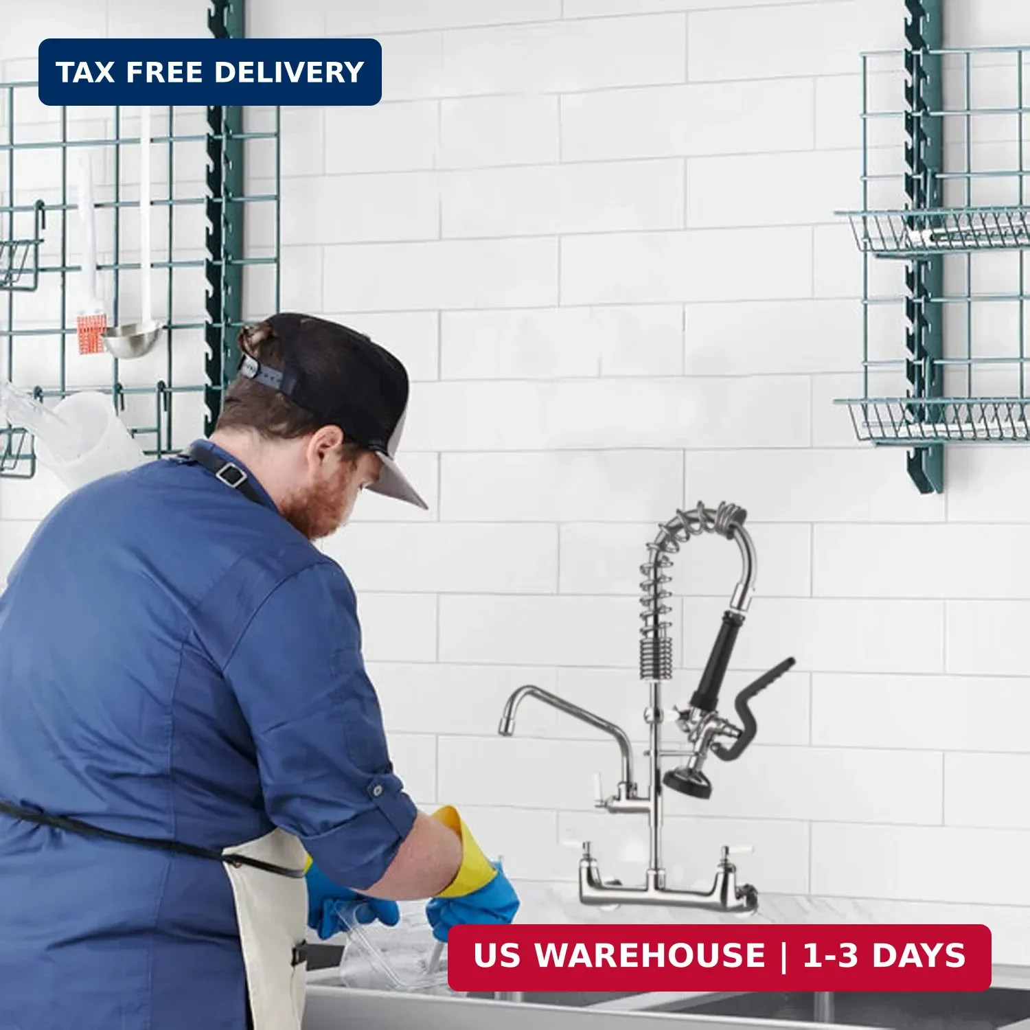 Pre-Rinse Spray Valve Commercial Sink Sprayer 1.42 GPM High Pressure Dish Spraye