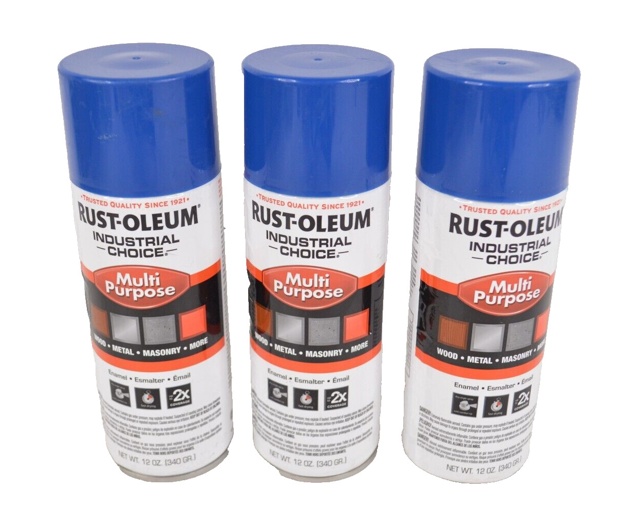 Lot of 3 Rust-Oleum Industrial OSHA Safety Blue Spray Paint Masonry Metal Wood