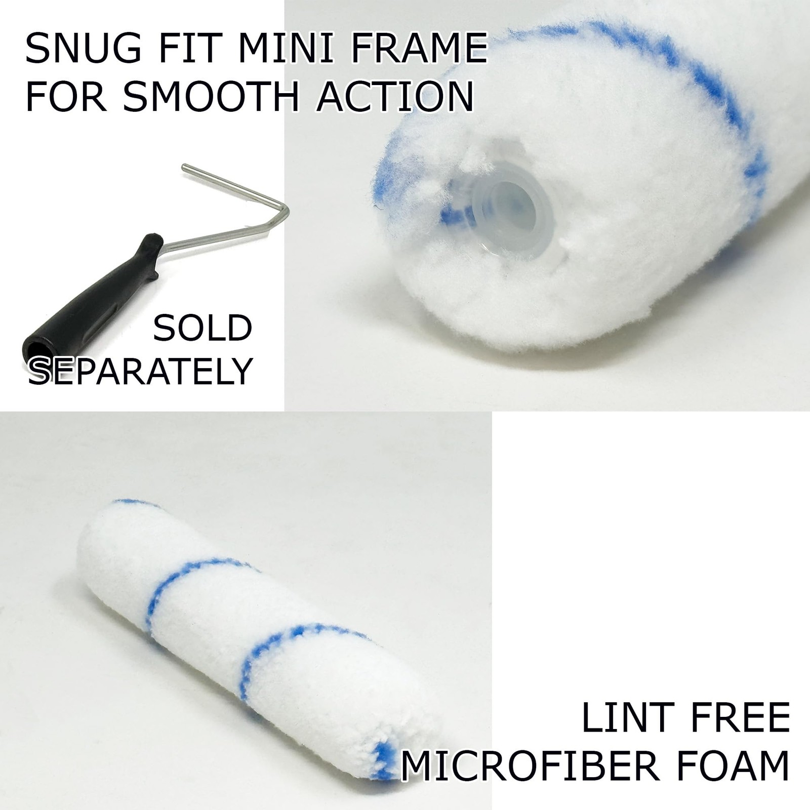 Allgala 6″ Mini 3/8″ Nap Shedless Microfiber Paint Micro (Pack of 6)
