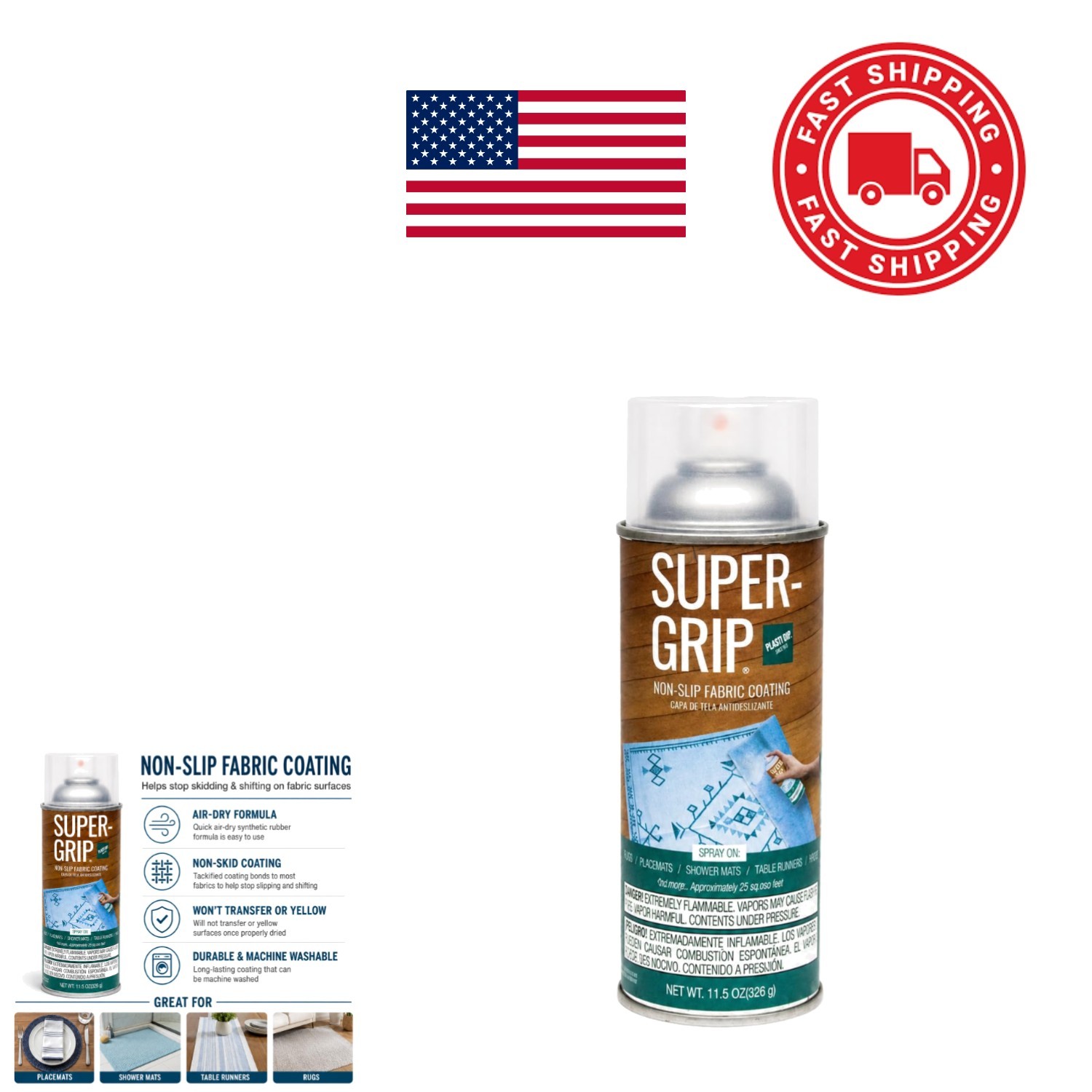Super Grip Non Skid Fabric Spray 11 Fluid Ounces Clear Tacky Finish