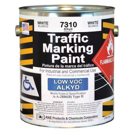 Rae 7310-01 Traffic Zone Marking Paint, 1 Gal., White, Alkyd Solvent -Based