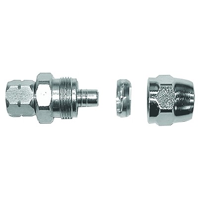 Reusable Connectors, 1/4 in ID, 1/2 in OD, 250 psi Binks 721303 Plated Brass