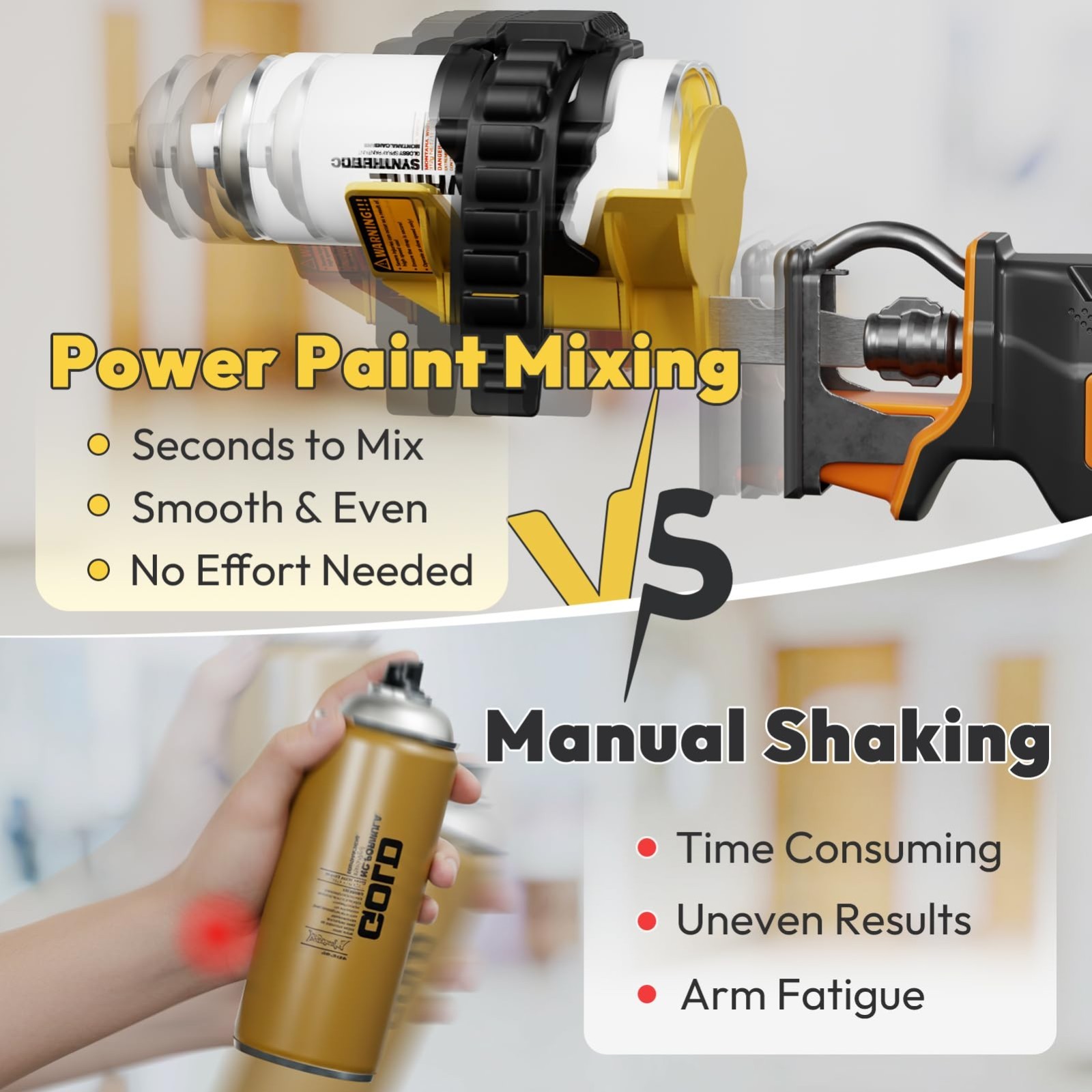 Heavy-Duty Paint Can Shaker Mixer for Spray Cans & Jars, Adjustable Strap, DIY T