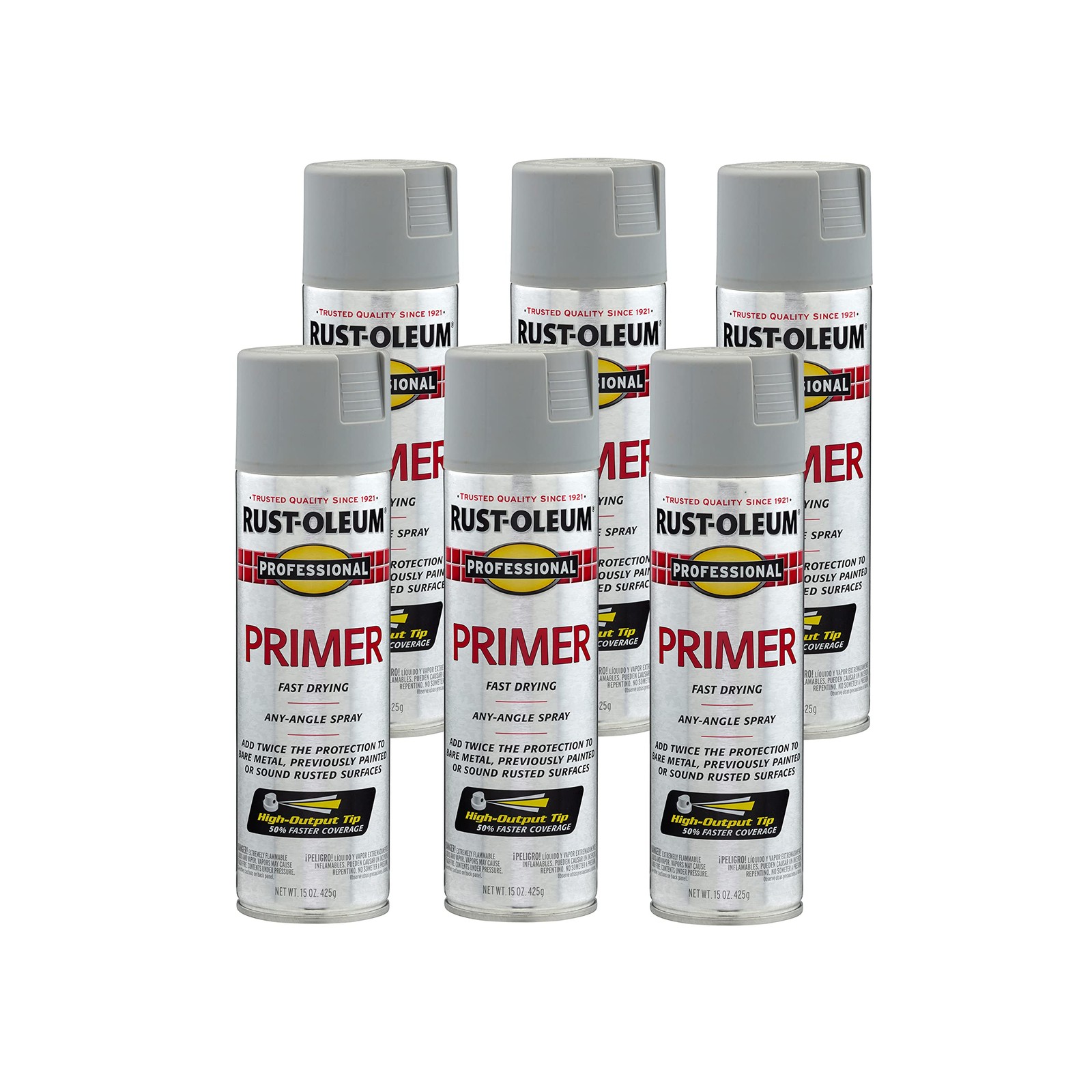 Rust Oleum Professional Primer Spray 15 Ounce Pack Of 6 Gray Paint For Metal …