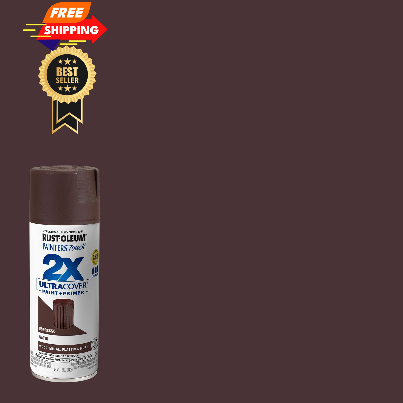 Rust-Oleum 249081 Painter’s Touch 2X 12 Ounce (Pack of 1), Satin Espresso