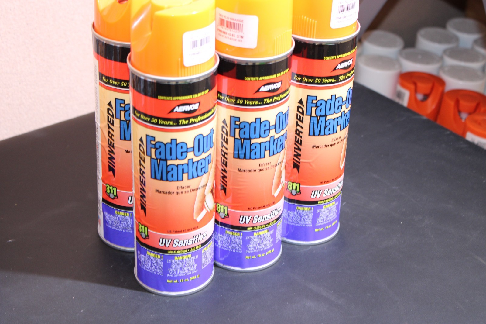 Aervoe Inverted Fade-Out Marker Paint 15 oz. 1422 Fluorescent Orange 6-Pack