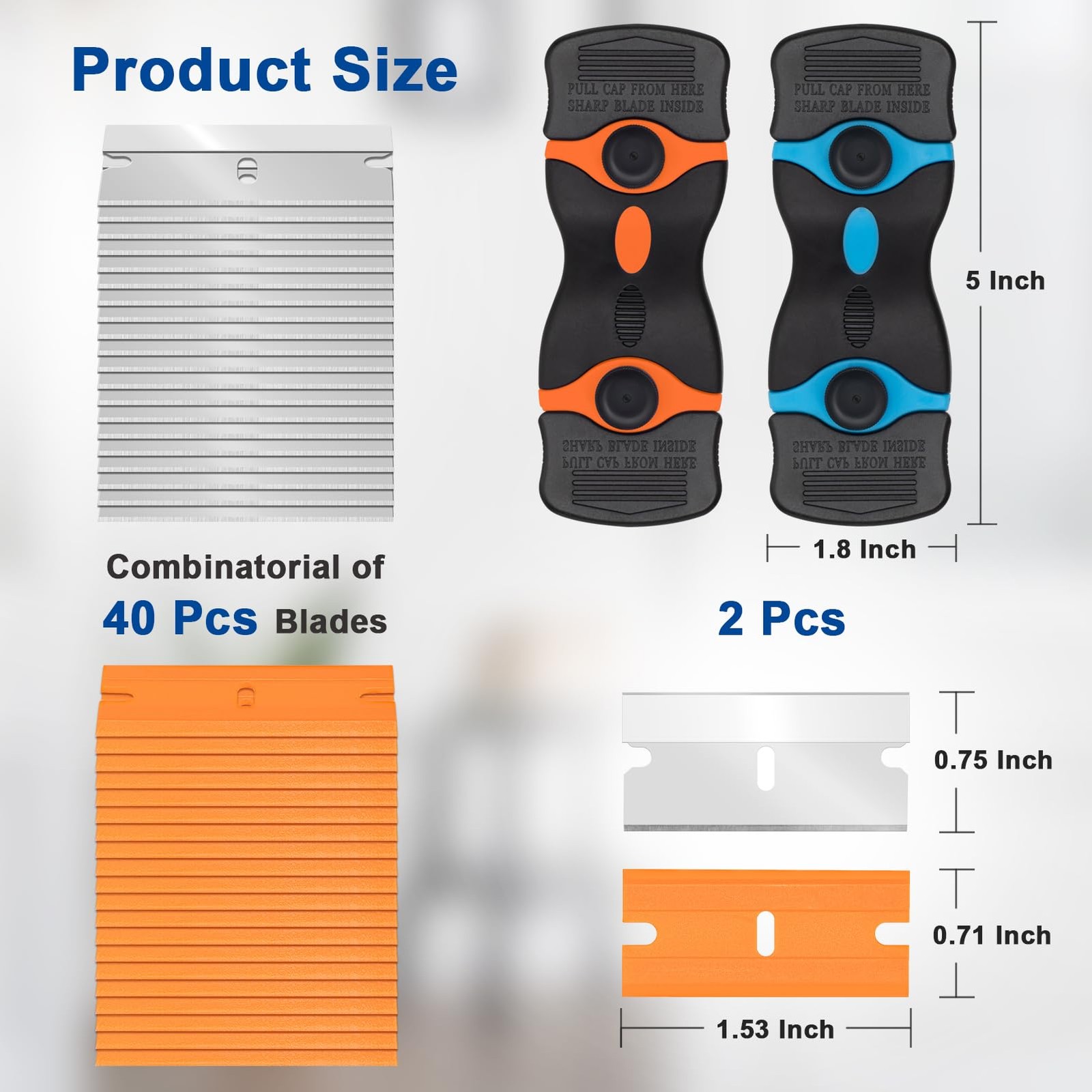 Aisoso 2 Pack Razor Scraper Tool w/ 40 Replacement Blades FROM USA