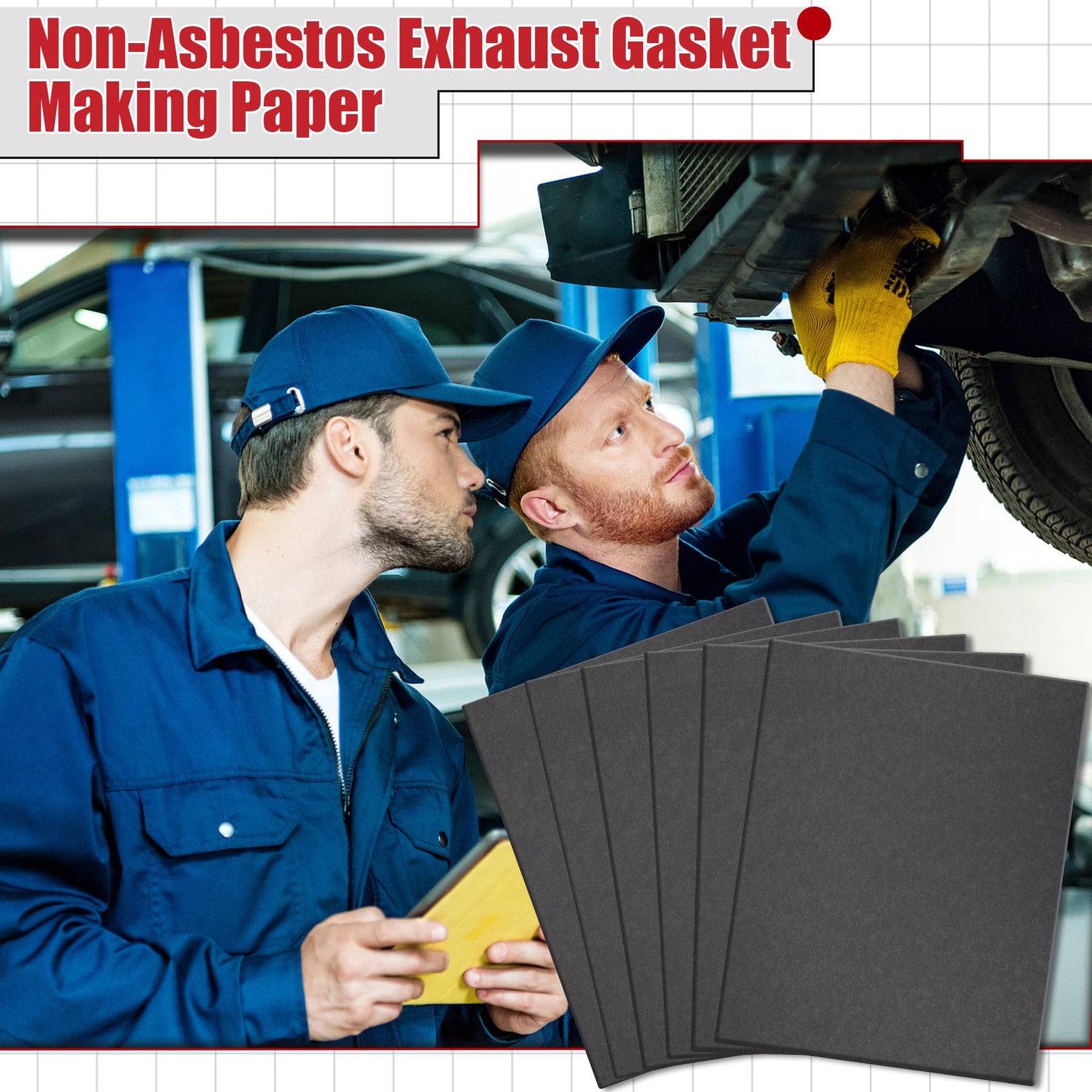 Anglekai 3PCS/ 6PCS Gasket Material Sheet, Non-Asbestos Exhaust Dark Grey