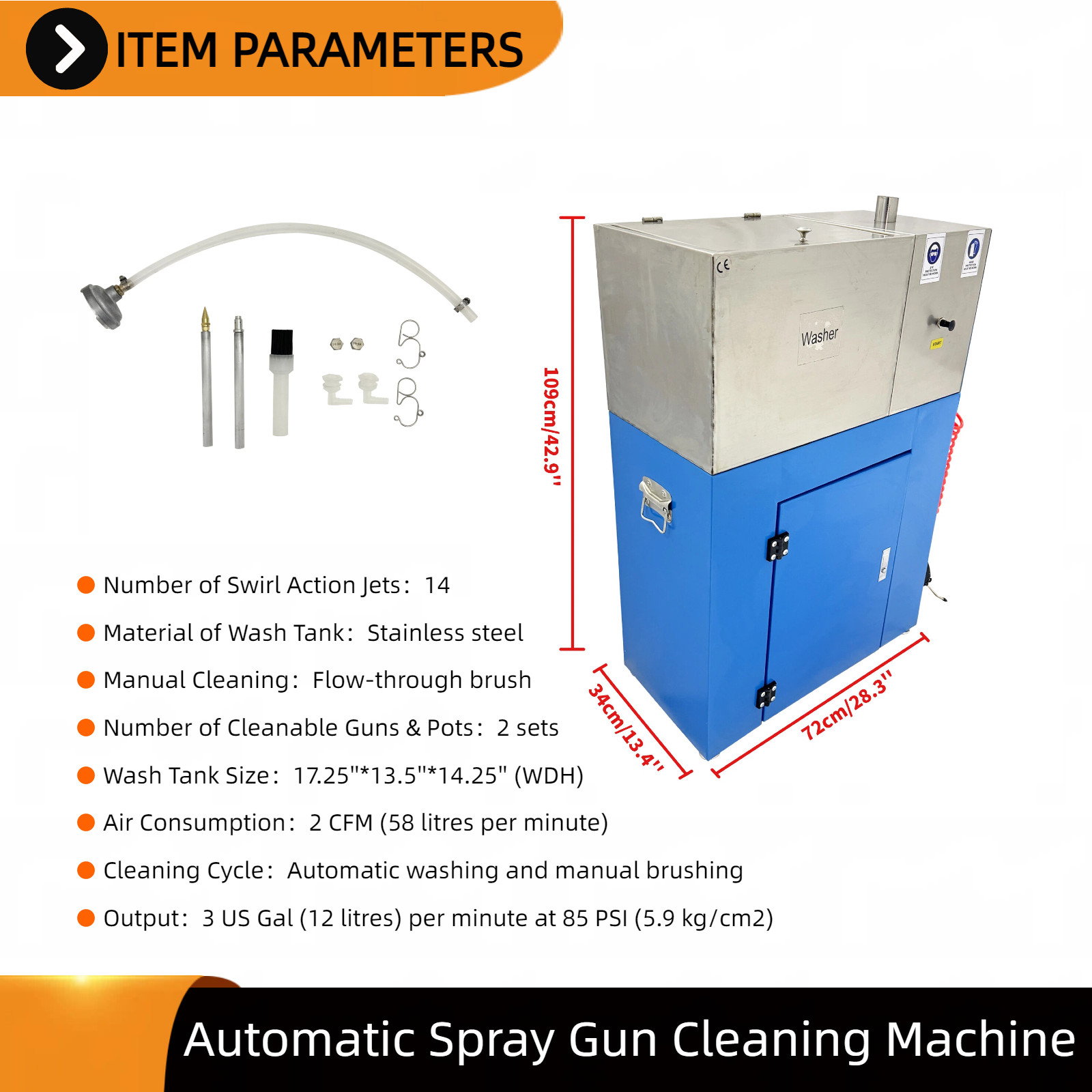 Pneumatic Solvent Automatic Paint Gun Washer for Oil-based Paint Spraying