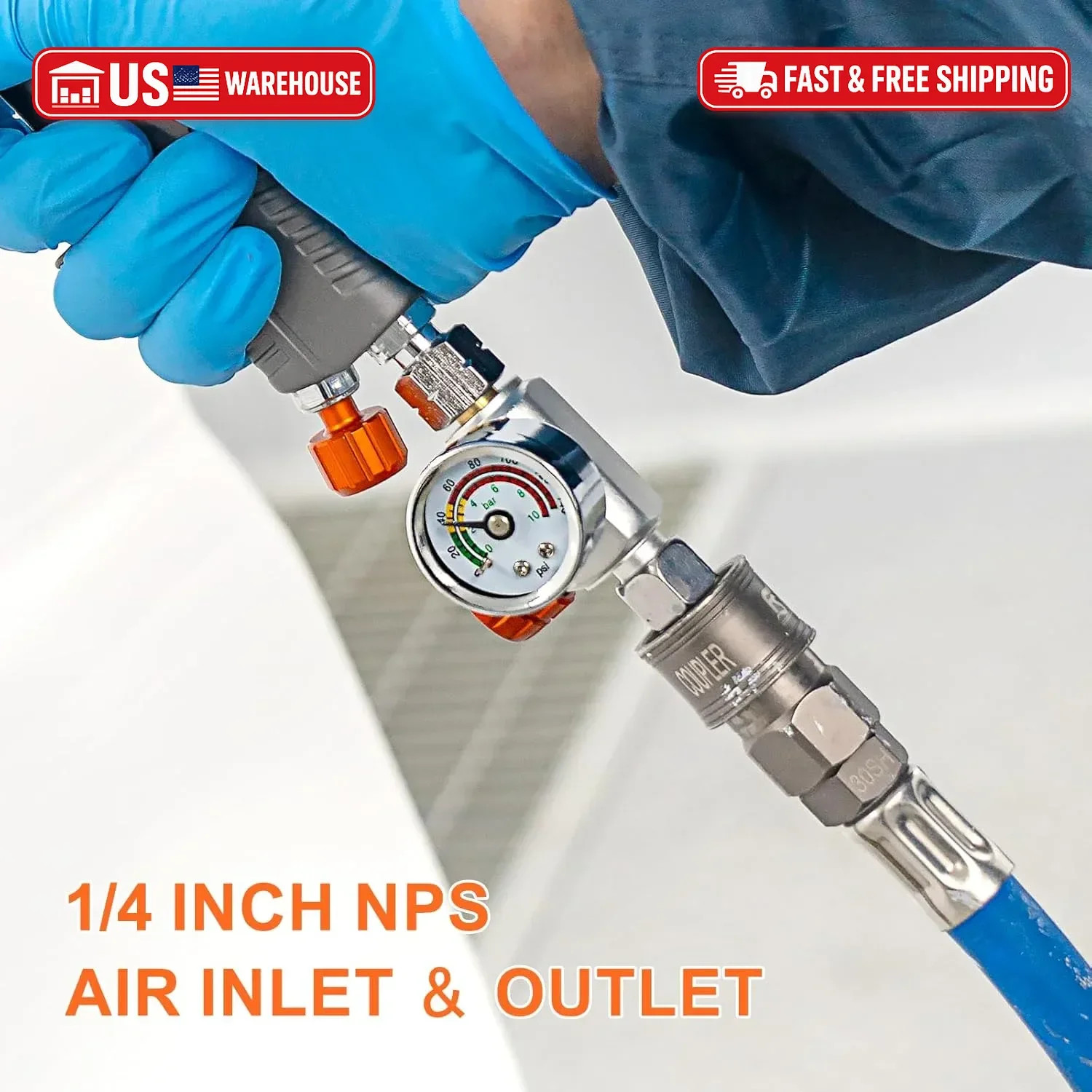 REFINE Spray Gun Regulator Kit, Air Pressure Regulator with Gauge for Pneumatic