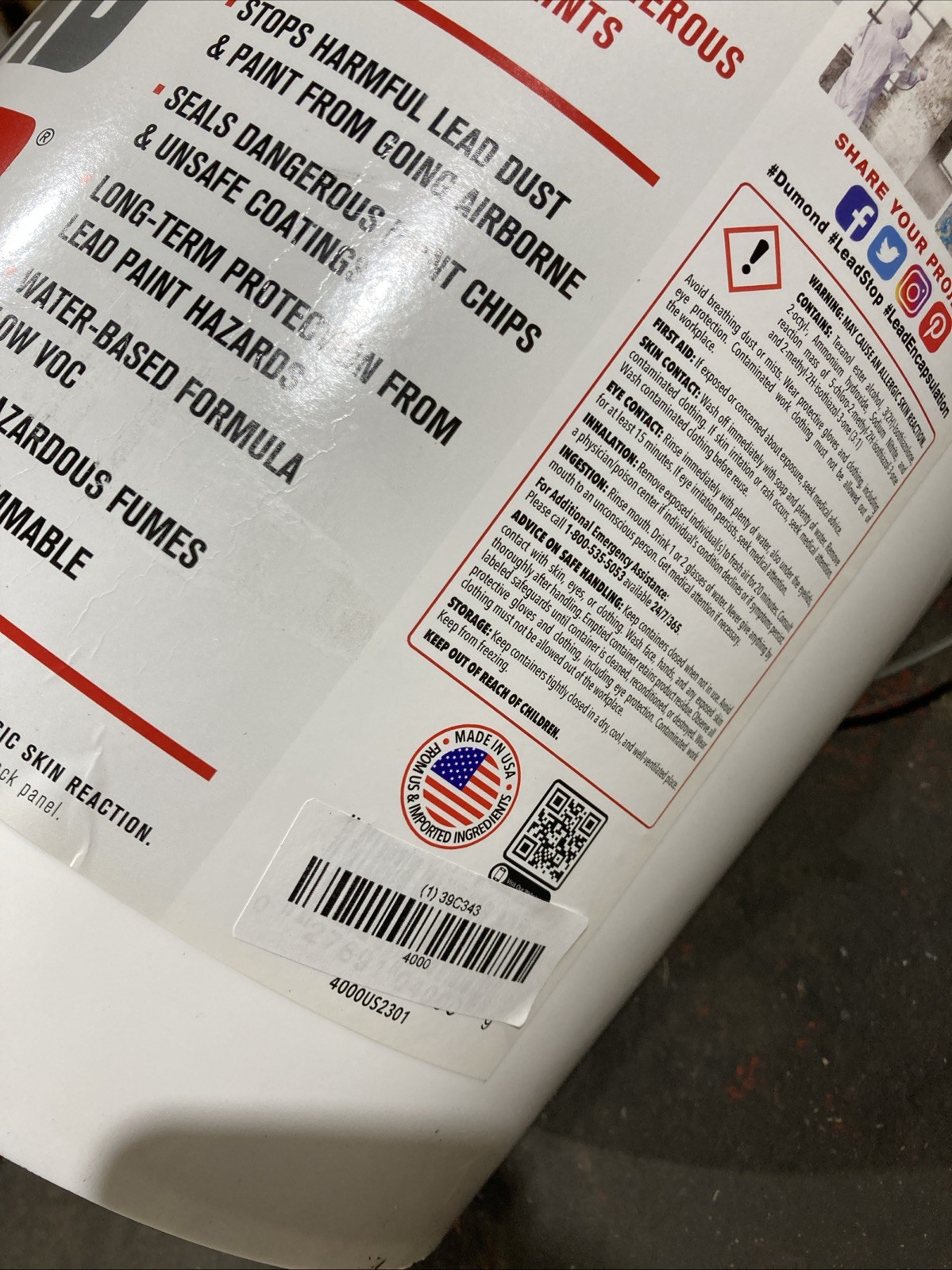 DUMOND 4000 Lead Stop Encapsulating Compound,5 Gal. 39C343 New