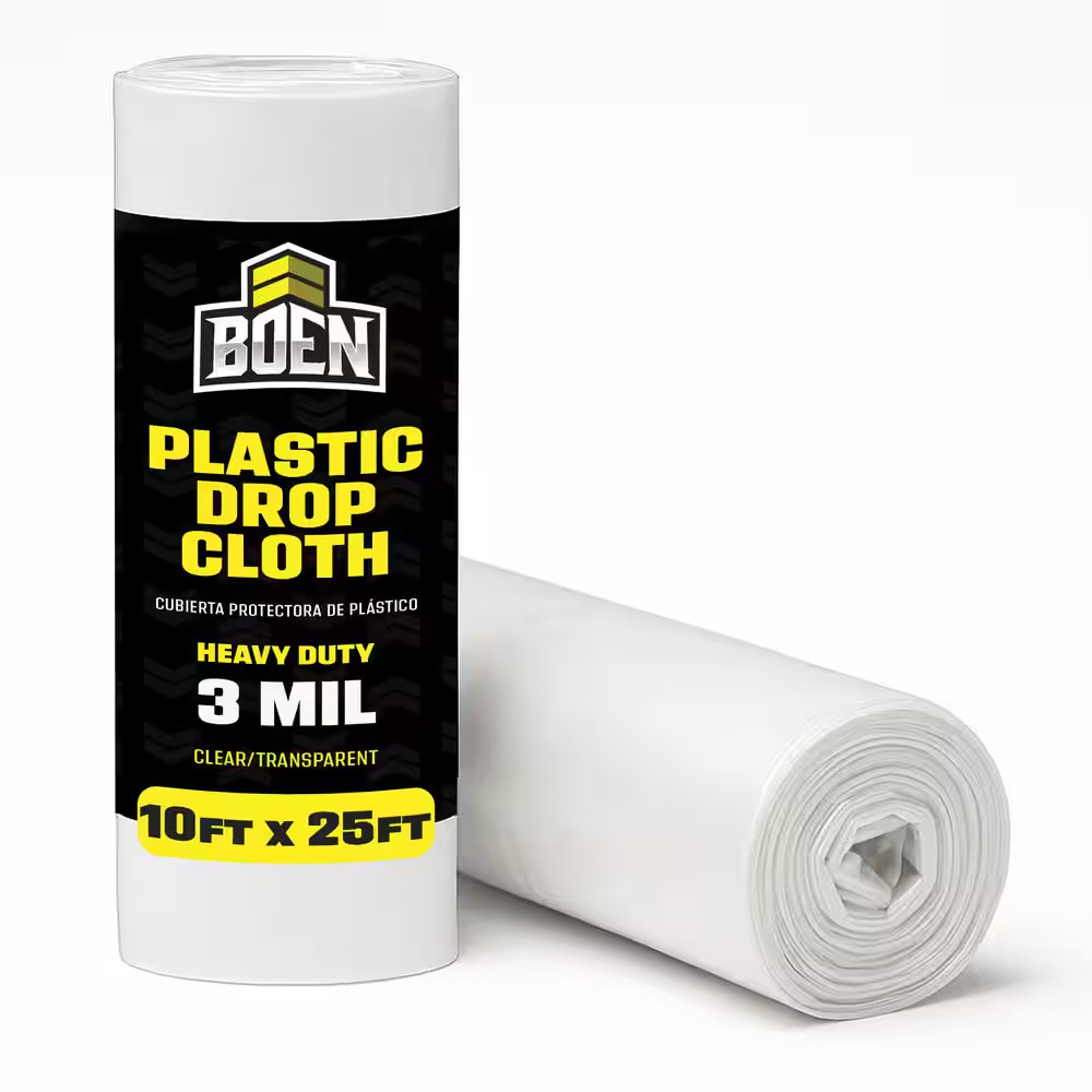 Painters Plastic Sheeting 10 Ft. X 25 Ft. 3 Mil Clear Plastic Drop Cloth