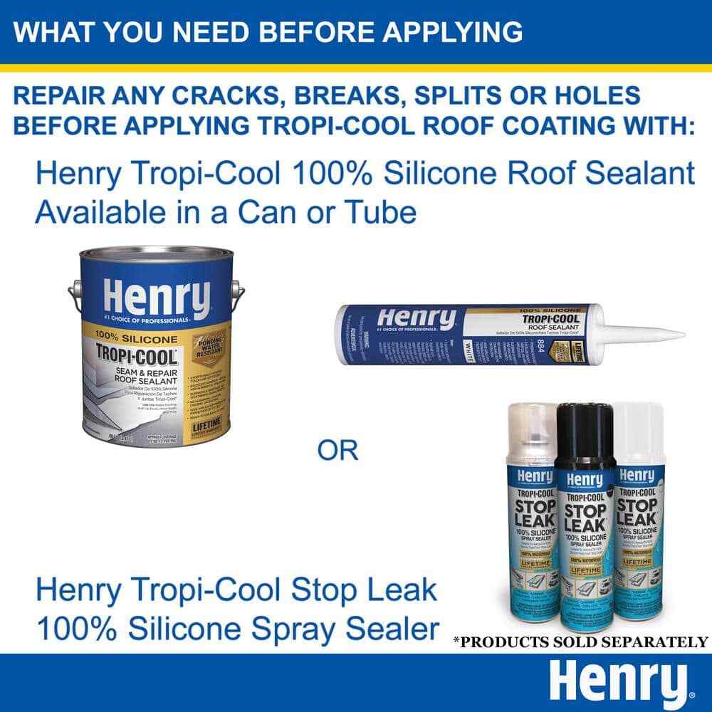 100% Silicone Roof Coating Henry Tropi-Cool 4.75 Gal. 887 White Lower Roof Temp