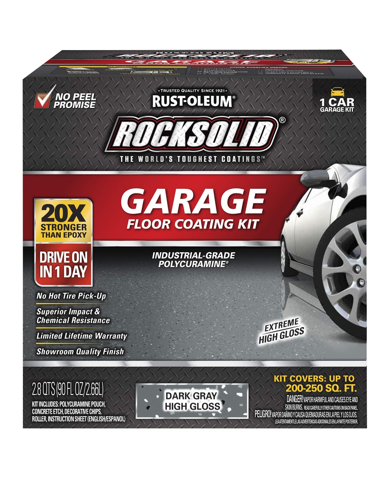 Rust-oleum Rocksolid Polycuramine Concrete Coating Dark Gray Garage Floor Kit