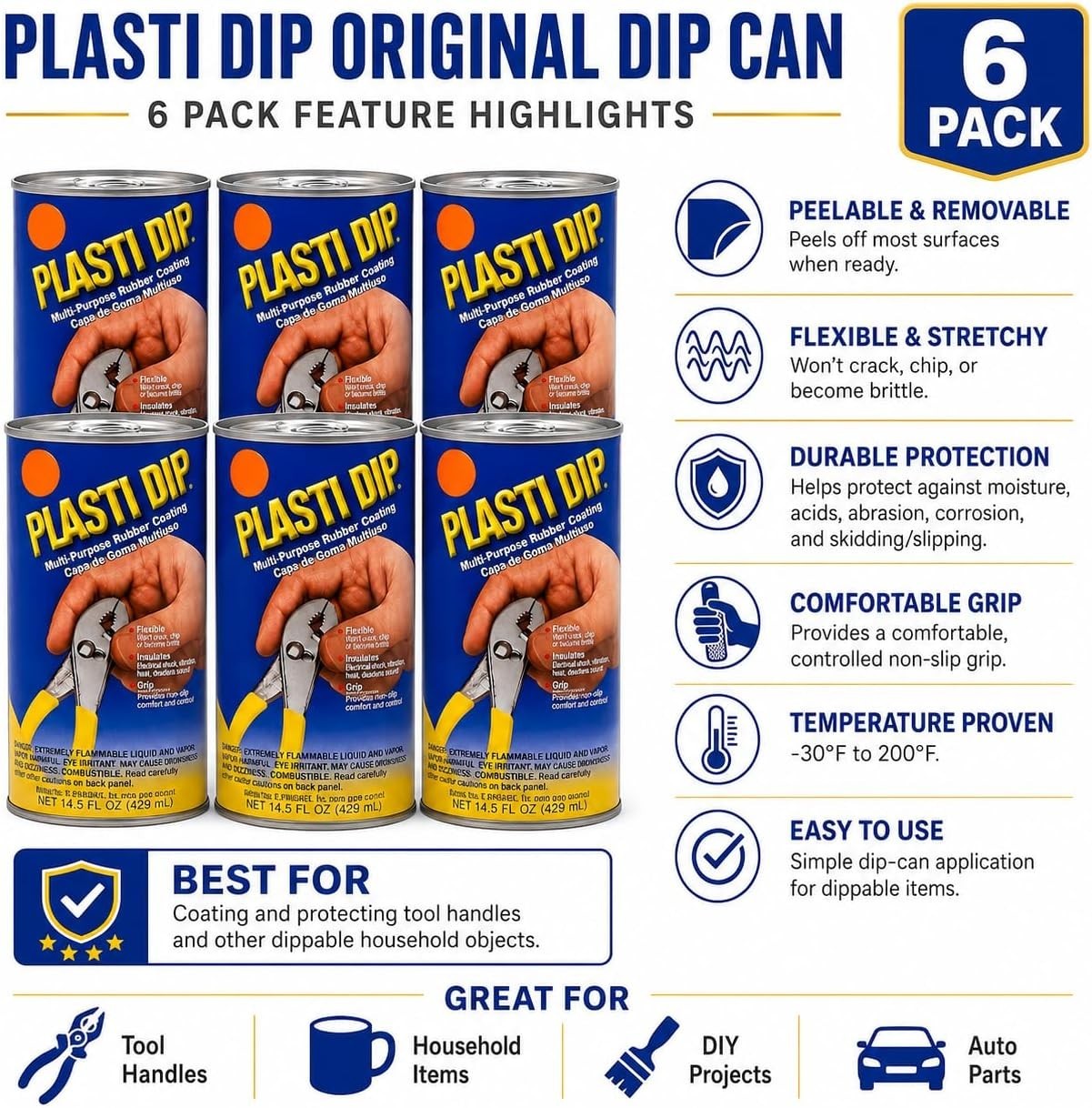 Rubber Coating Can 14.5 Fl Oz Orange Peelable Durable Auto House DIY