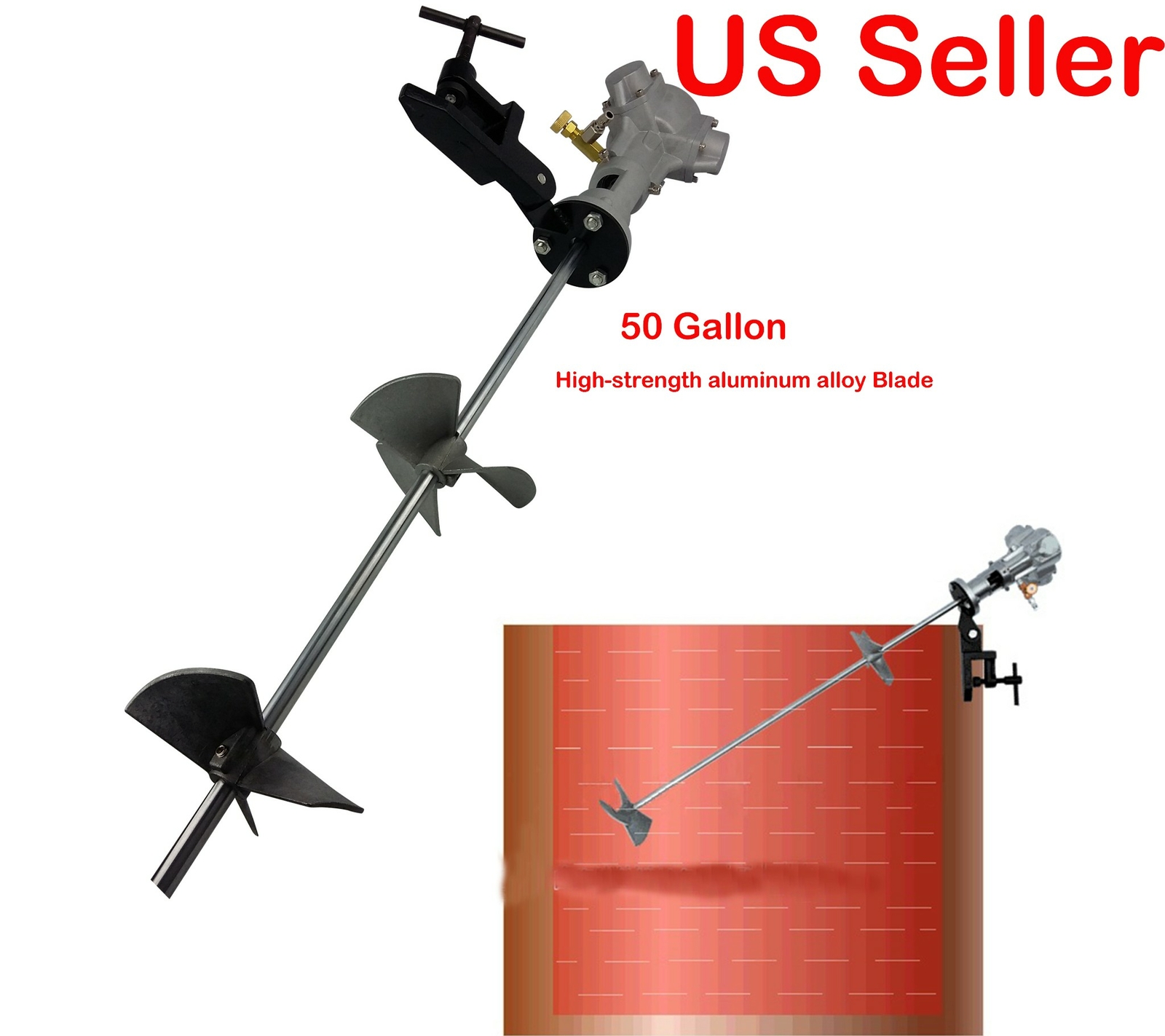 50 Gallon Tank Barrel Air Mixer Aluminum Alloy Blade Pneumatic Clip Bracket