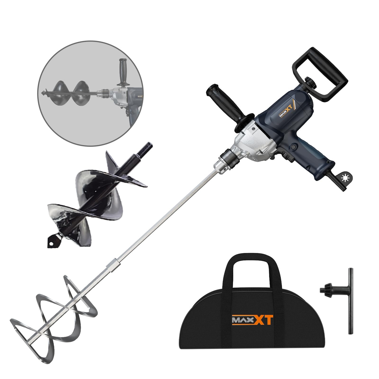 Concrete Mixer,9A Handheld Mixer,Drill Mixer with Spade Handle for Drilling a…