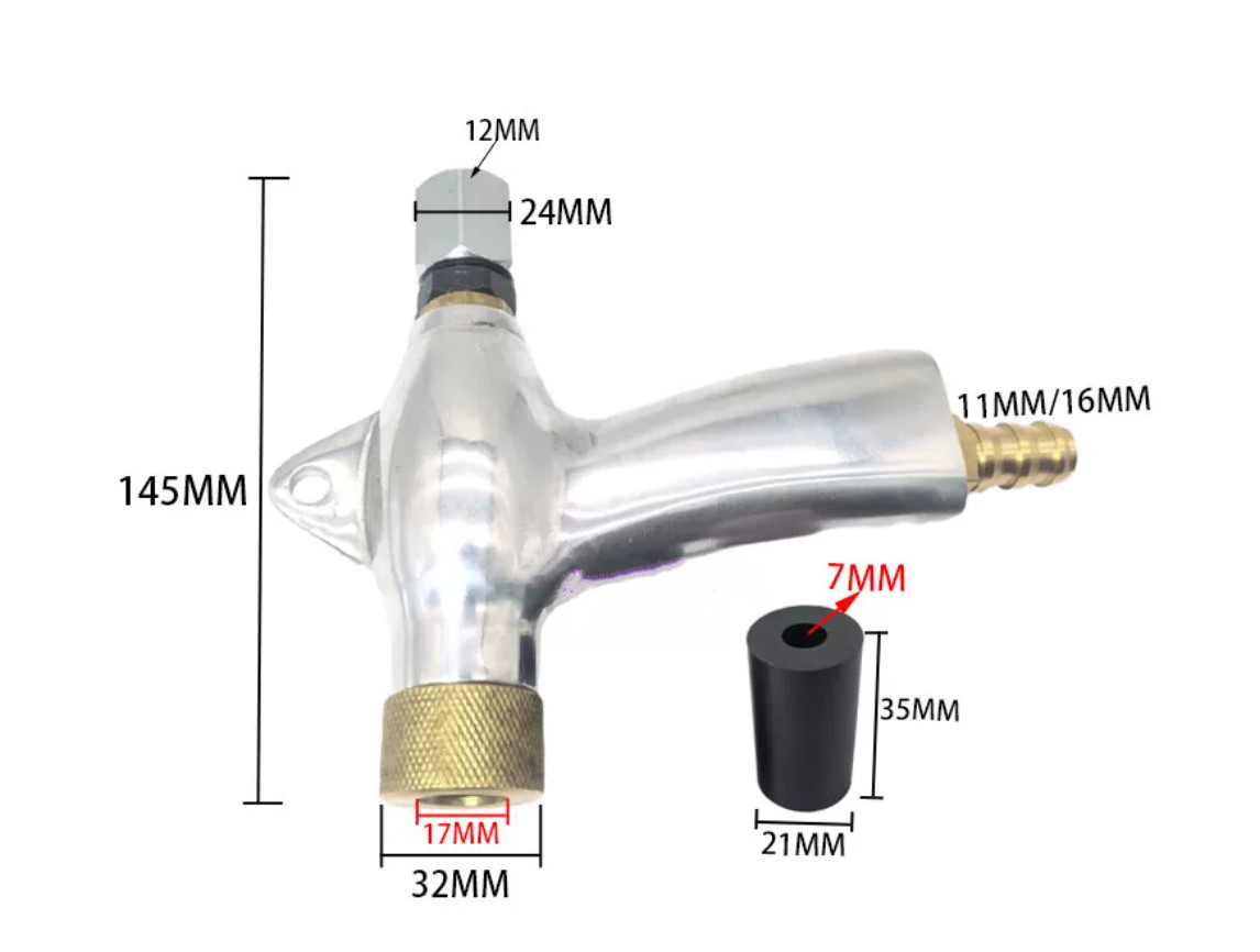 PS-02 pneumatic spray gun with 1 pcs boron carbide nozzle 35 * 21 * 7mm
