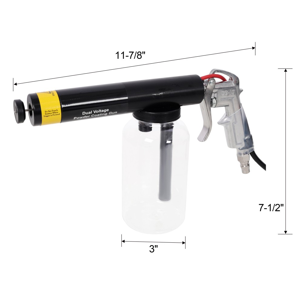 15KV 25KV Dual Voltage Powder Coating Gun, 120V, Clear Bottle