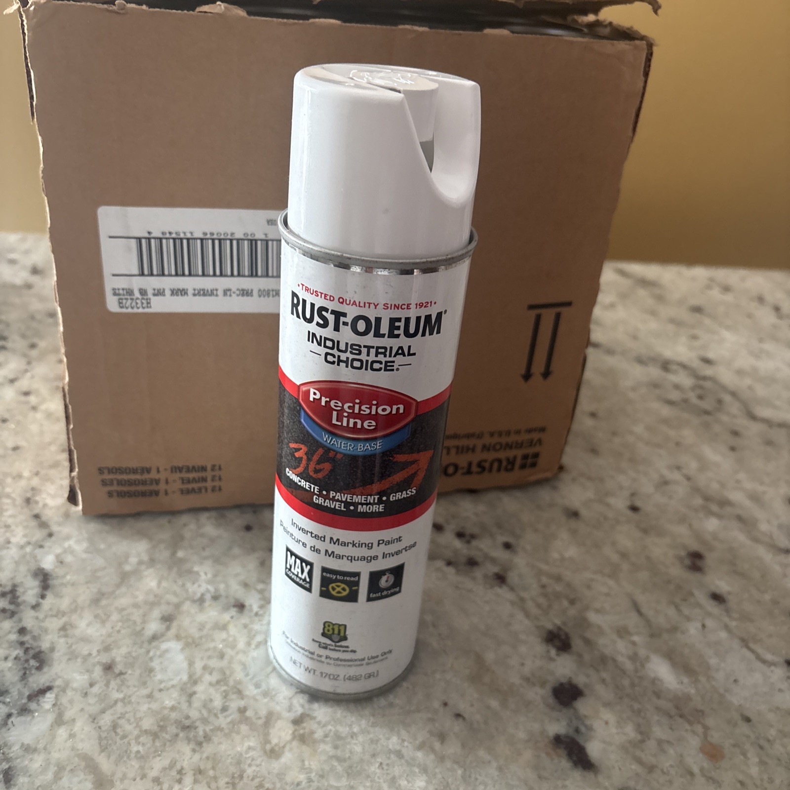 LOT OF 12~ RUST-OLEUM INDUSTRIAL CHIOCE PRECISION LINE WATER BASE 17 oz. ~ WHITE